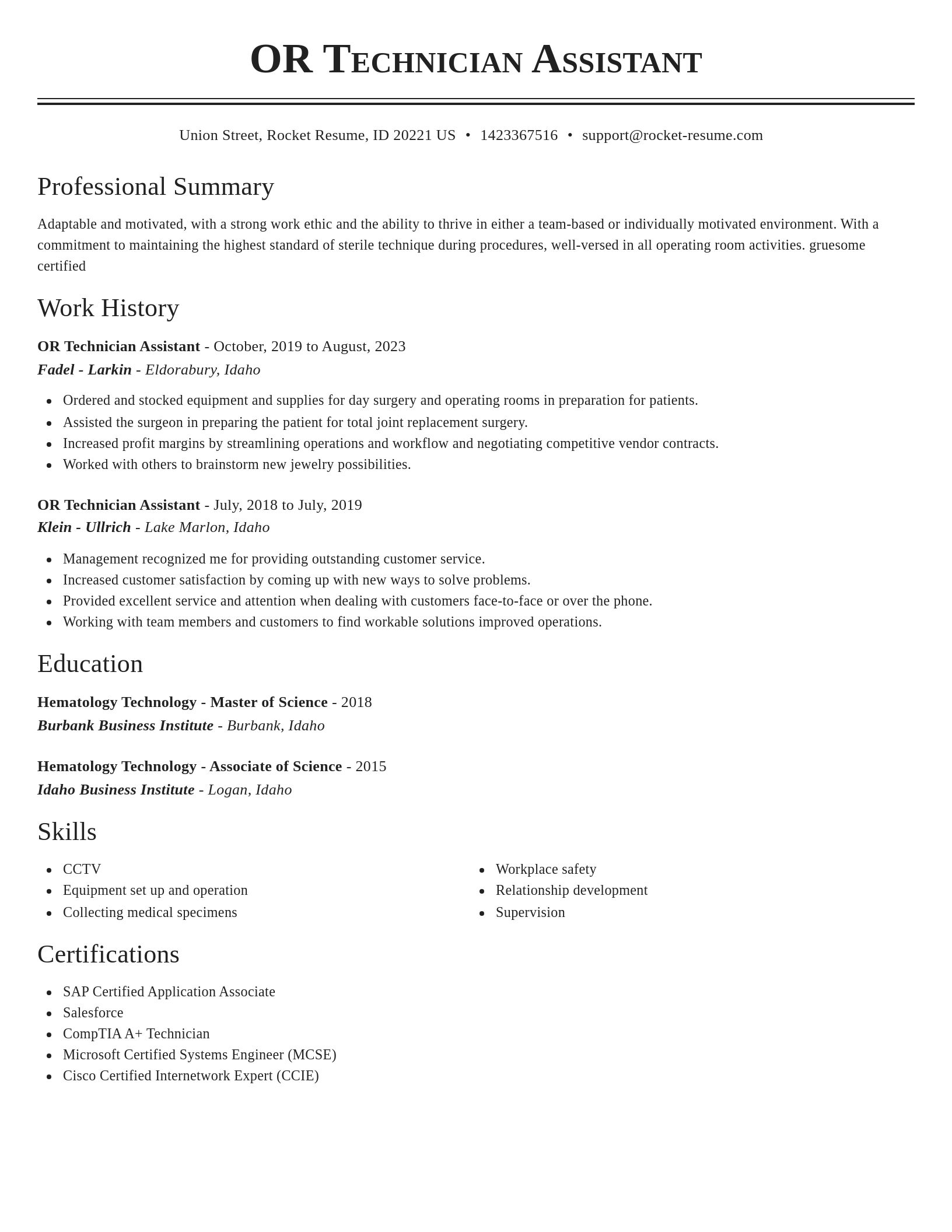 Classic resume template