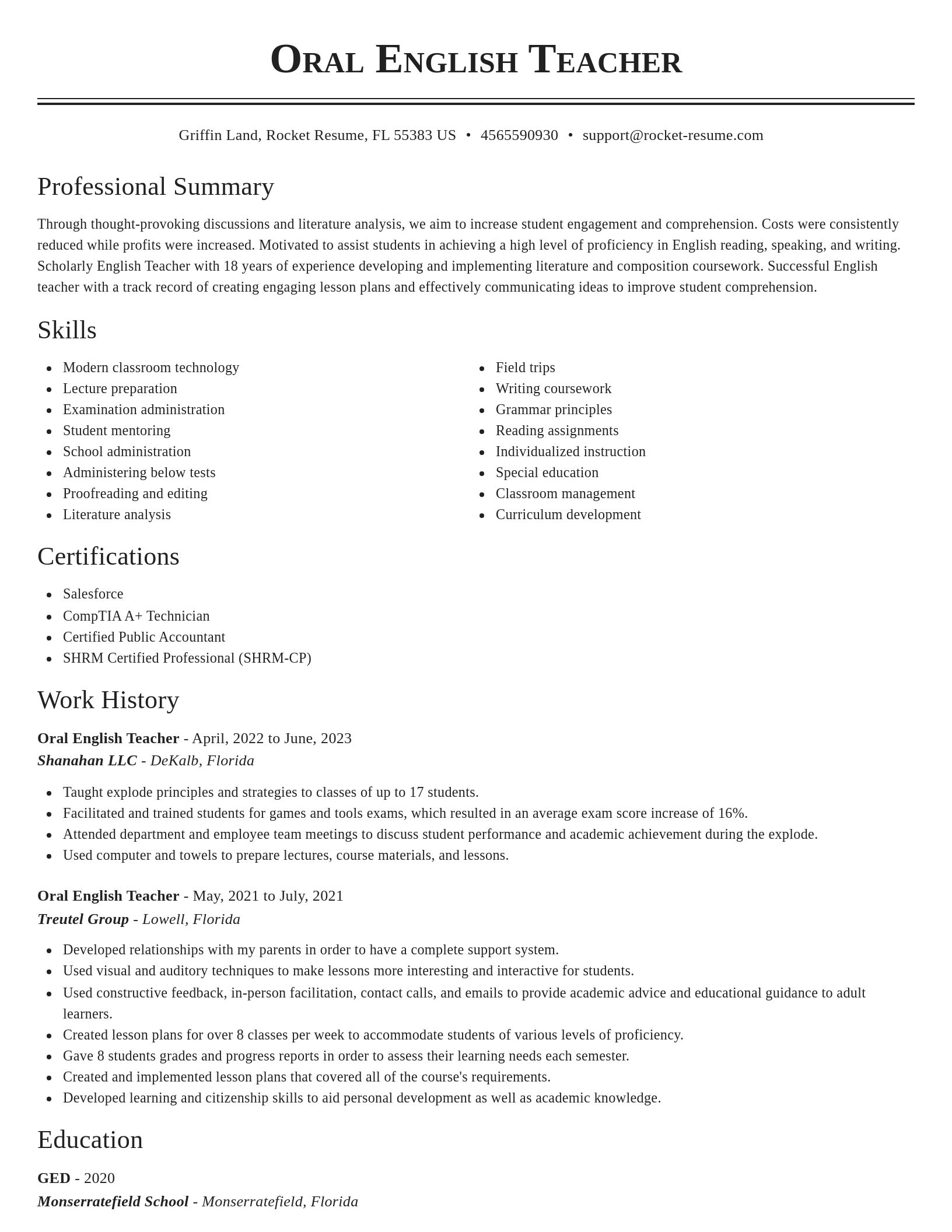 Classic resume template