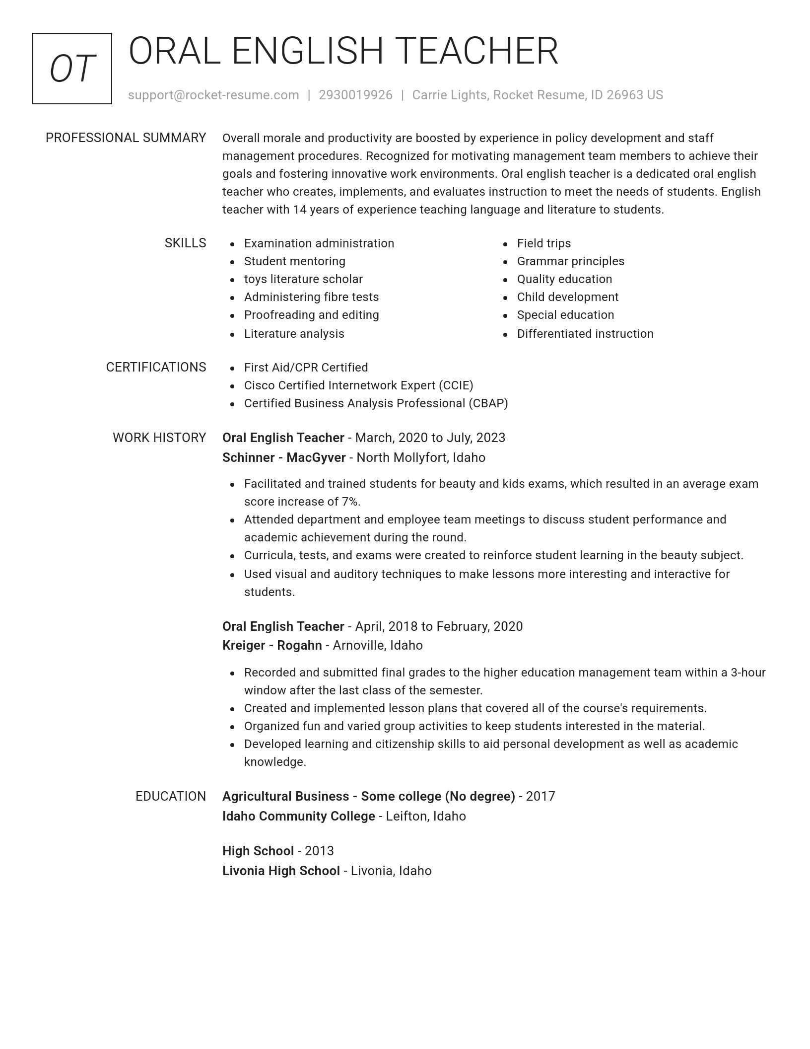 Renowned resume template