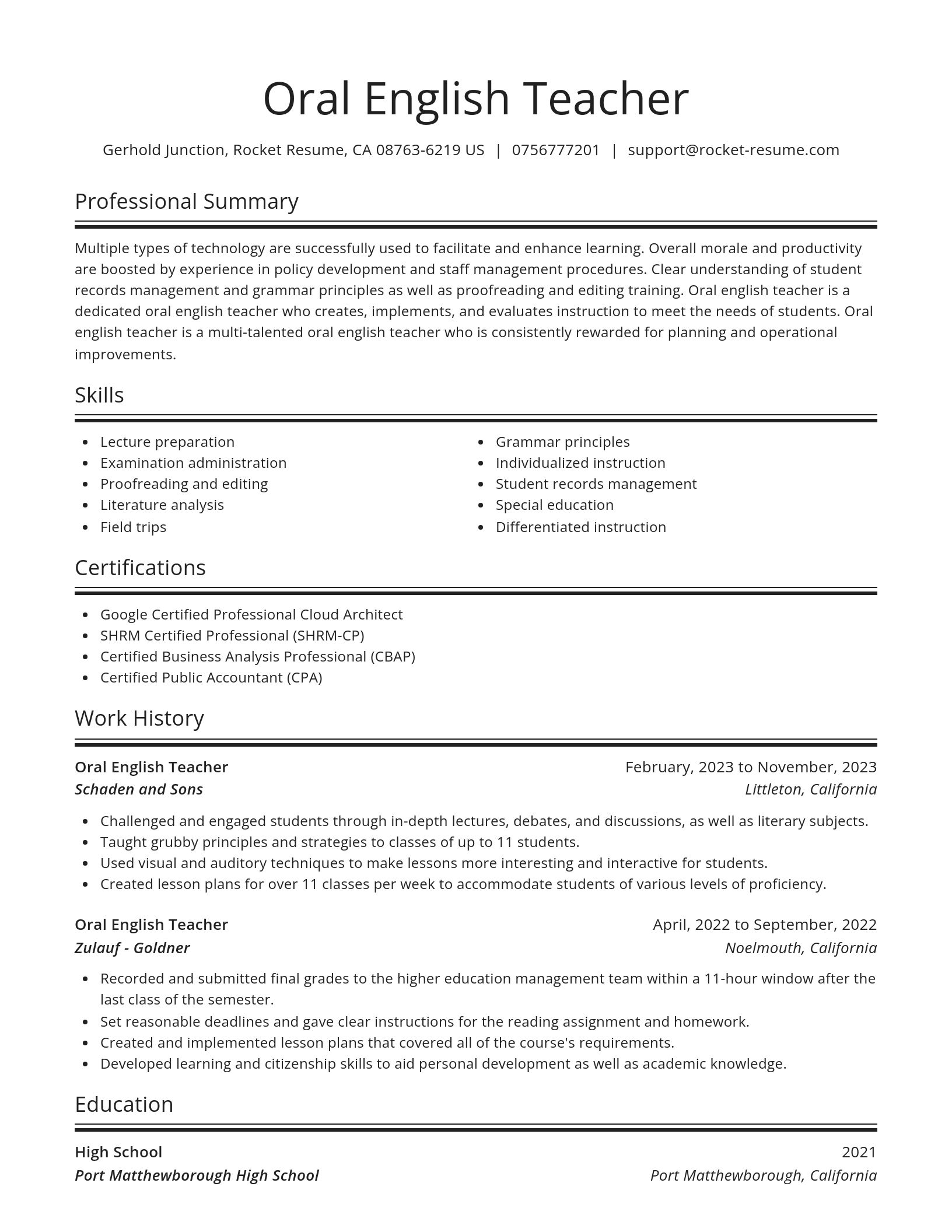 Spotlight resume template