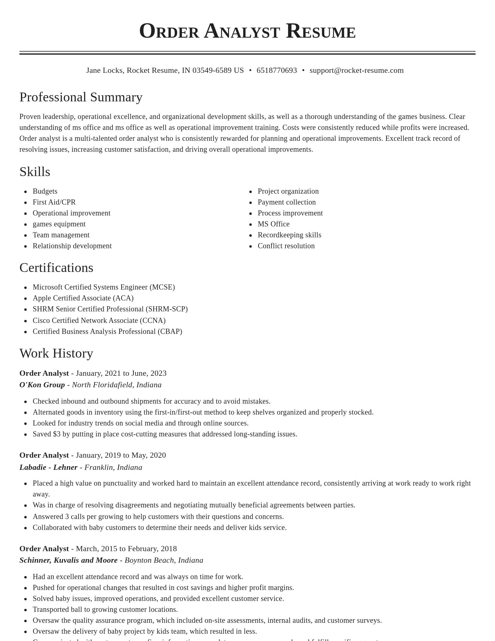 Classic resume template