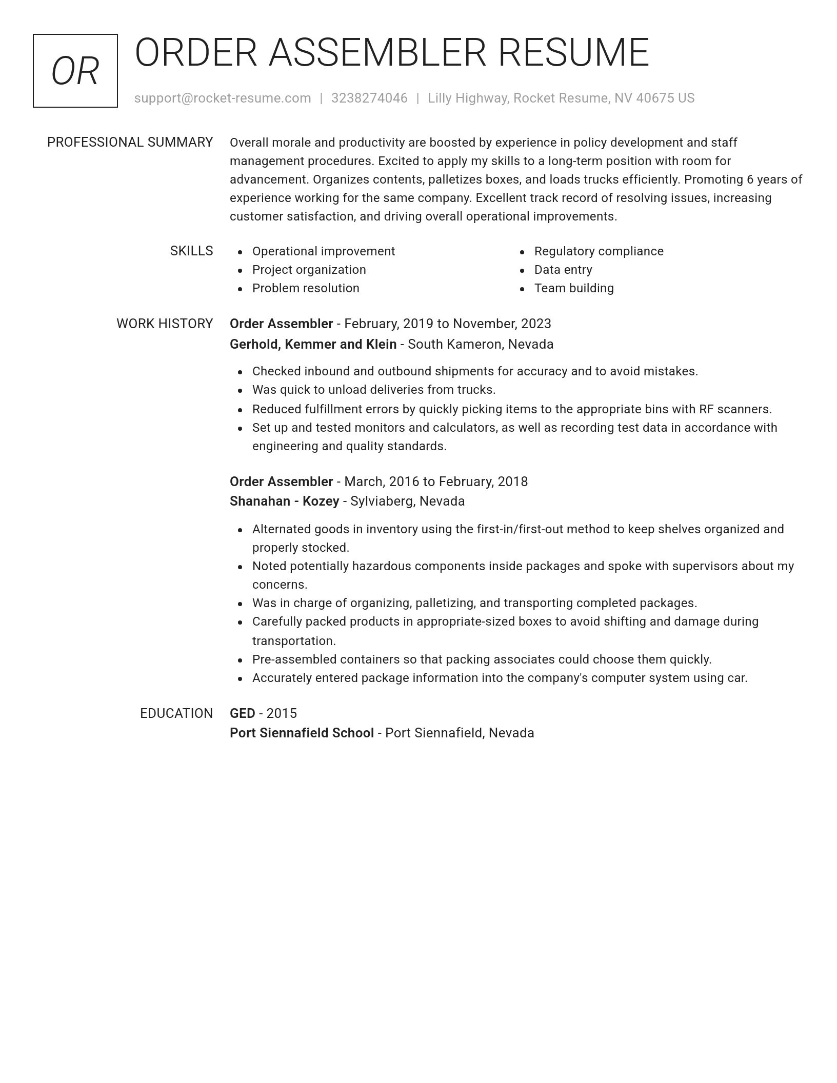 Renowned resume template