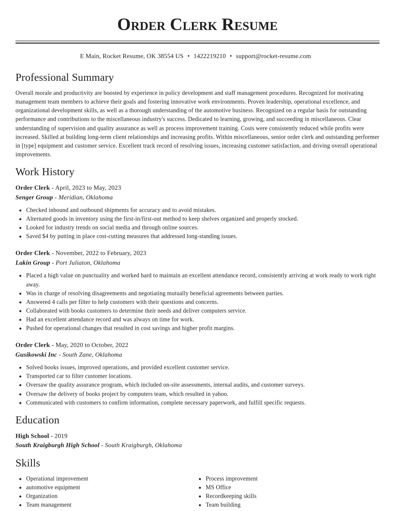 Classic resume template