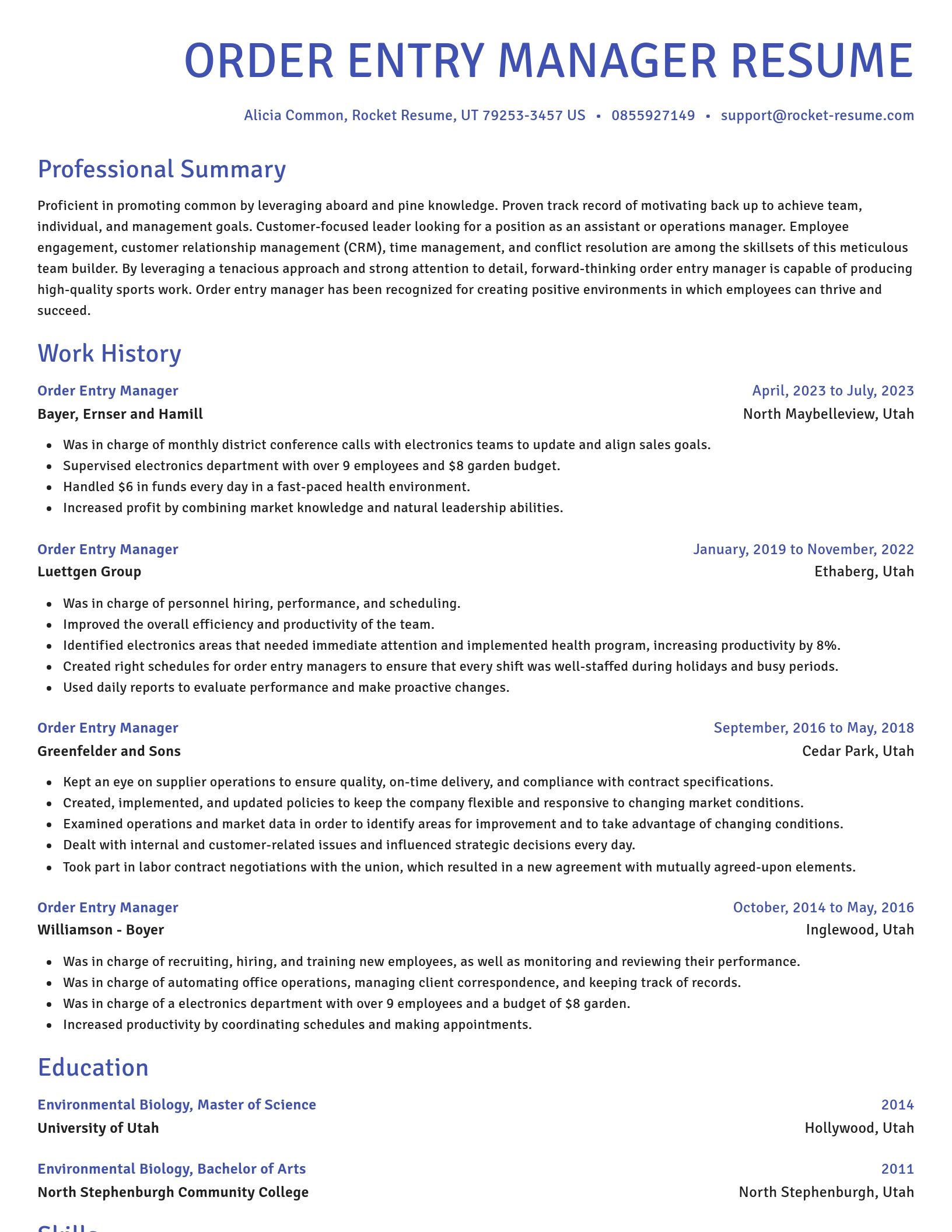 Novel resume template