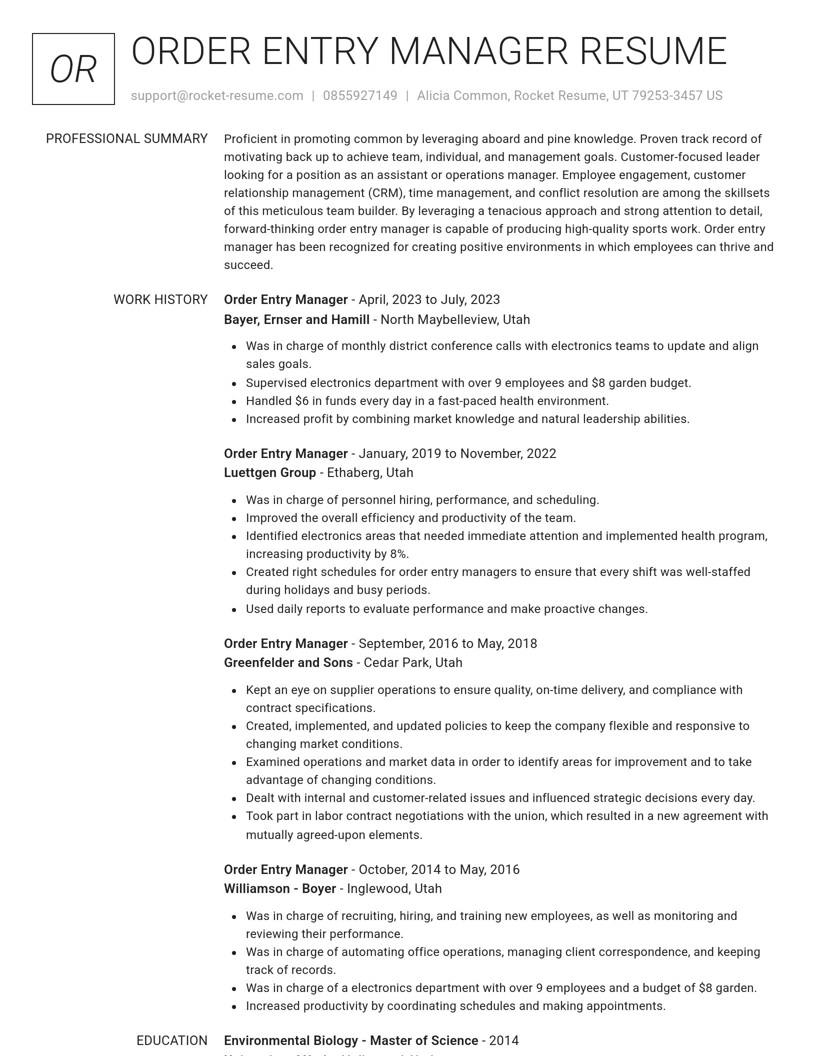 Renowned resume template