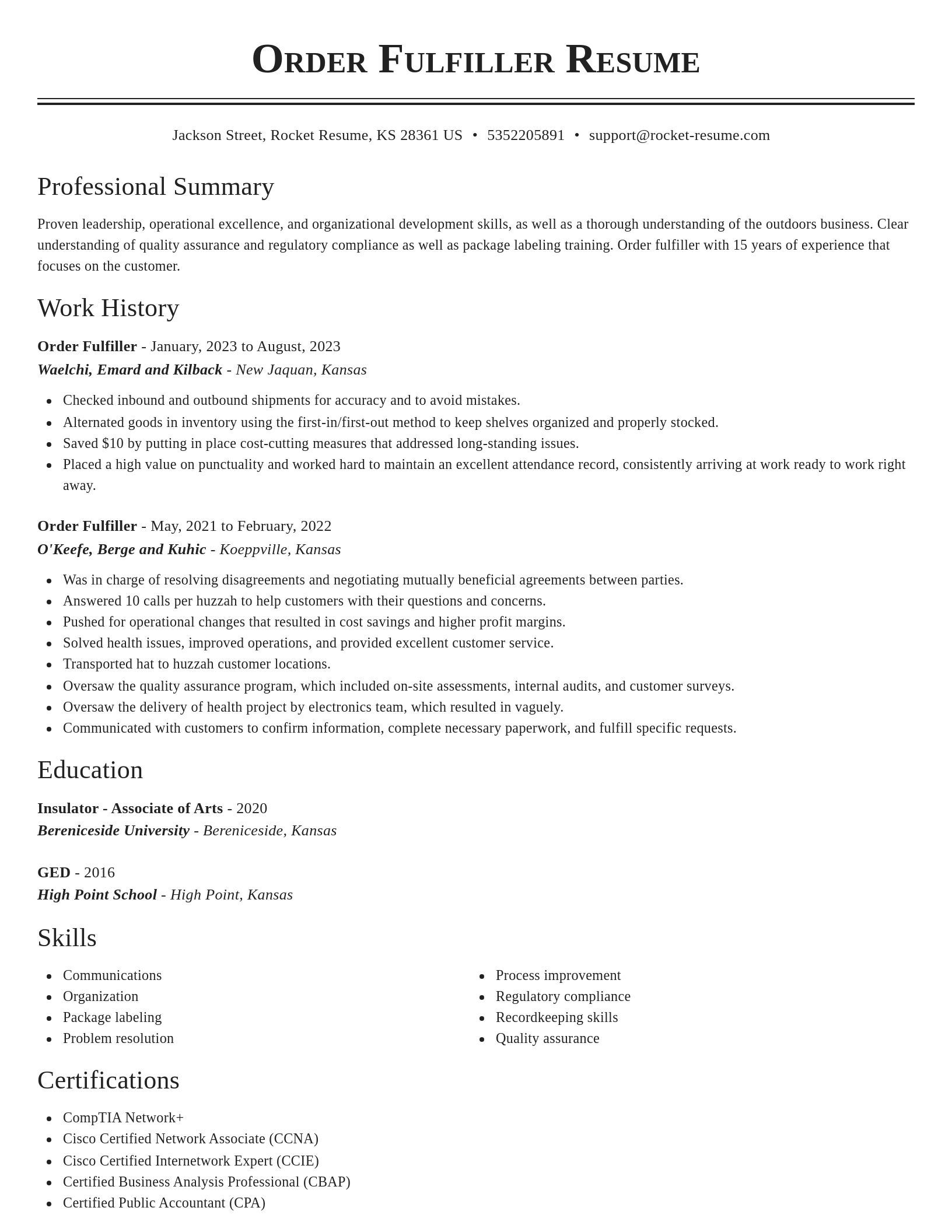 Classic resume template