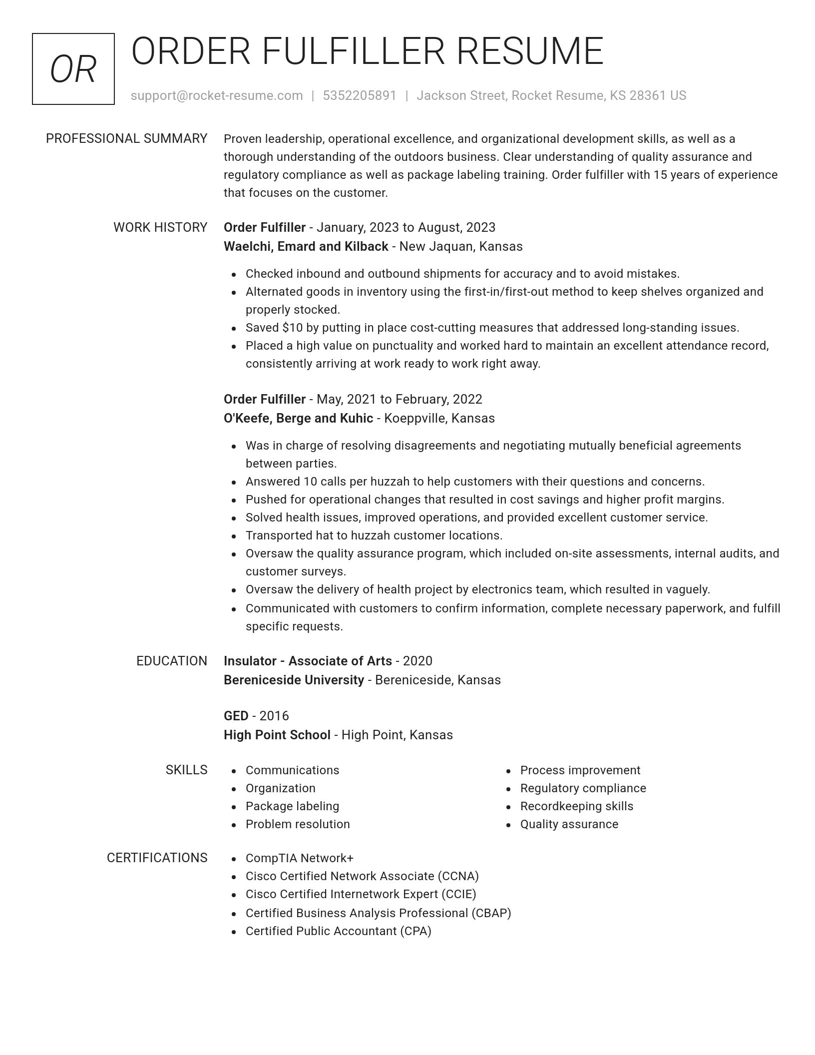 Renowned resume template