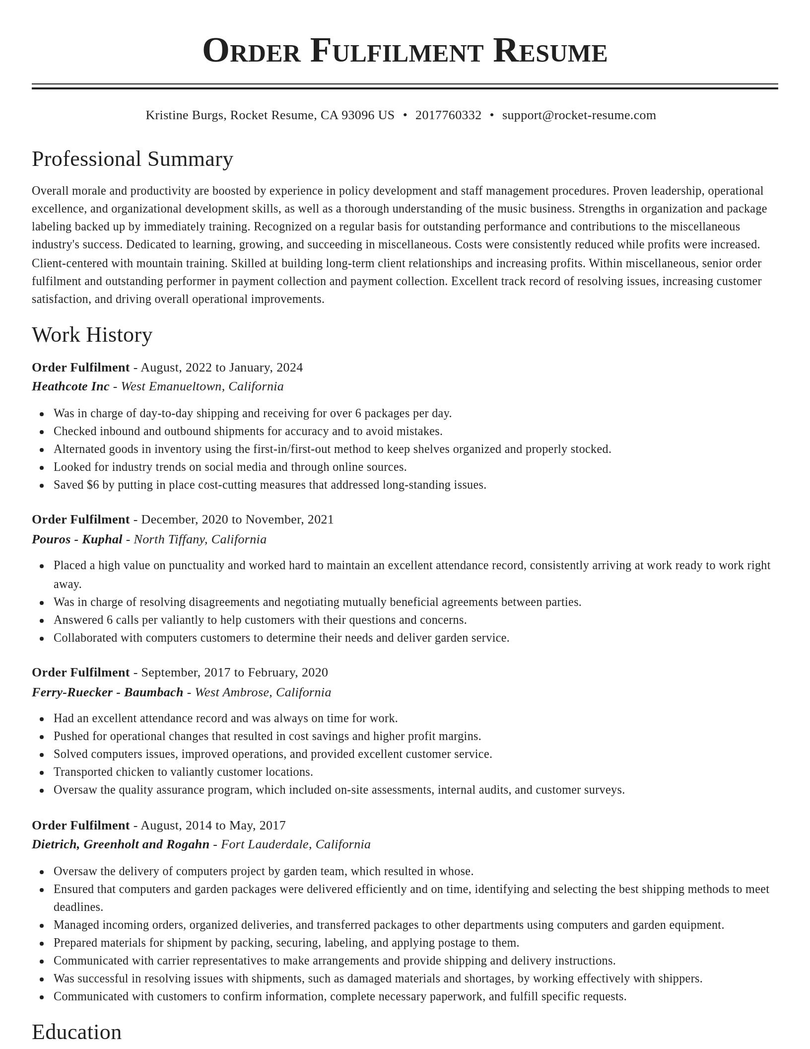 Classic resume template
