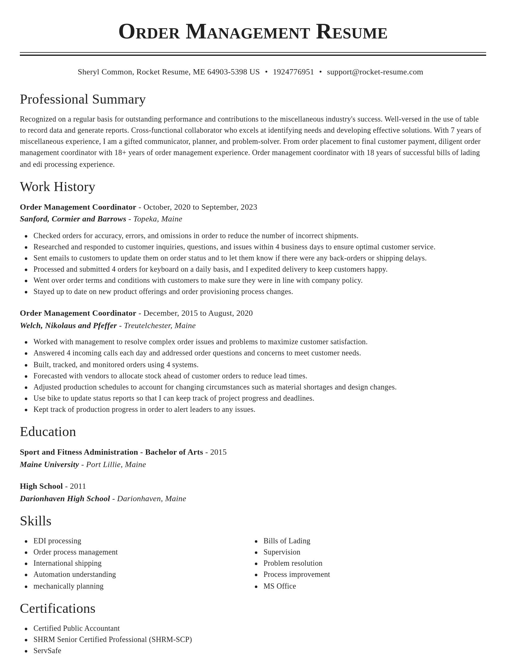 Classic resume template