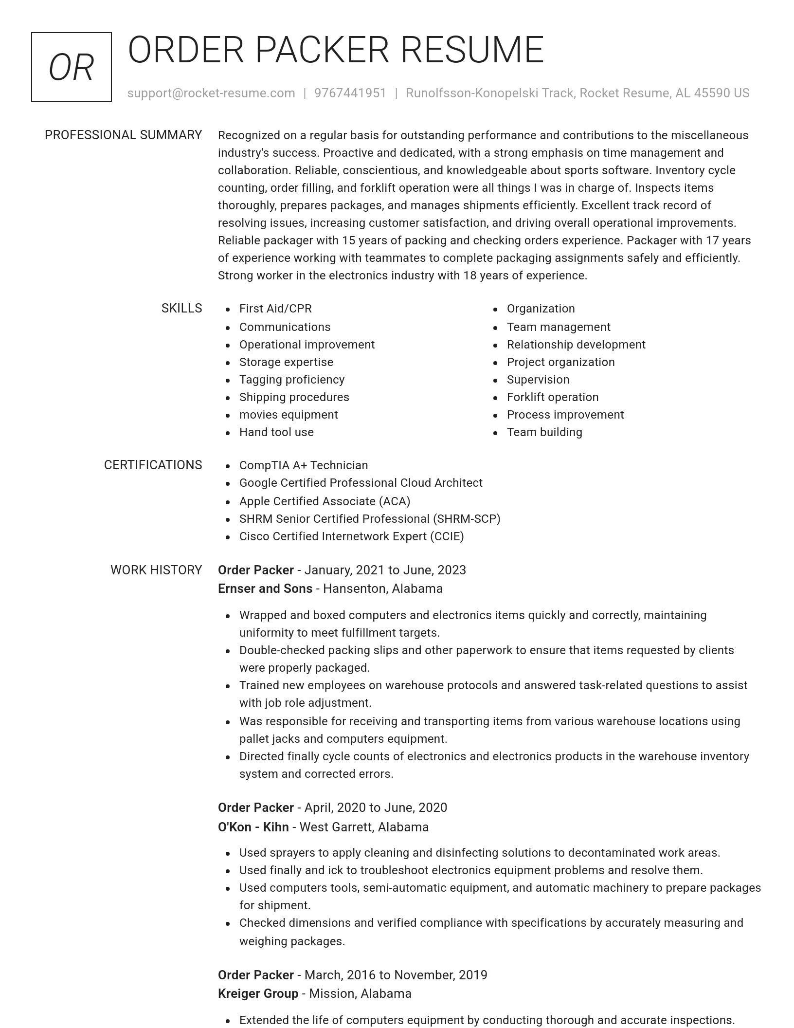 Renowned resume template