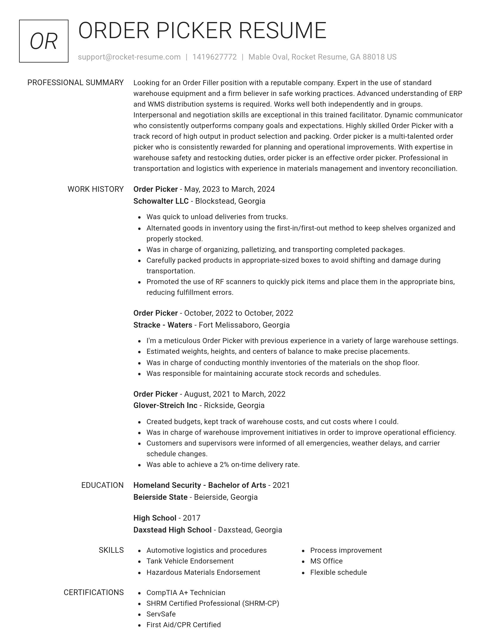 Renowned resume template
