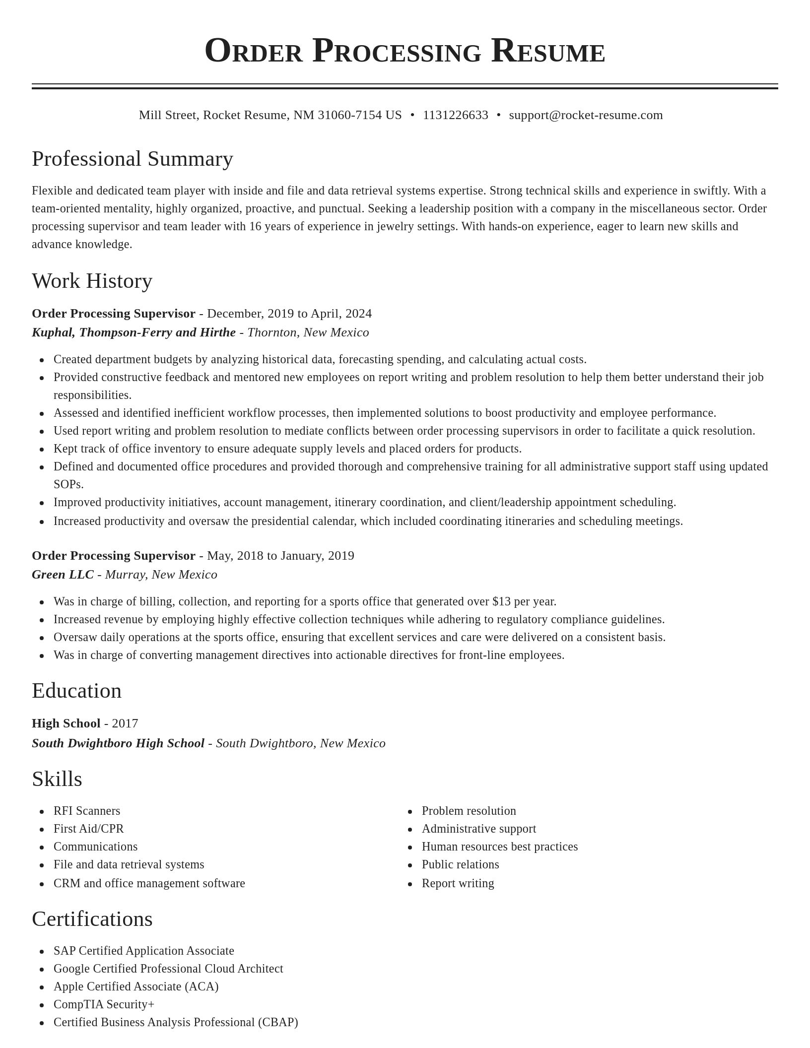 Classic resume template