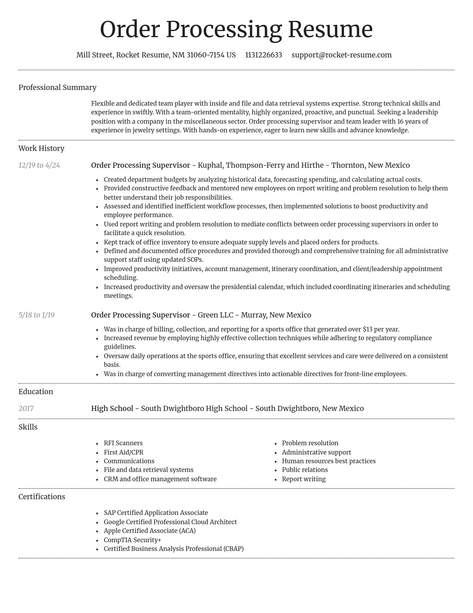 Dignified resume template