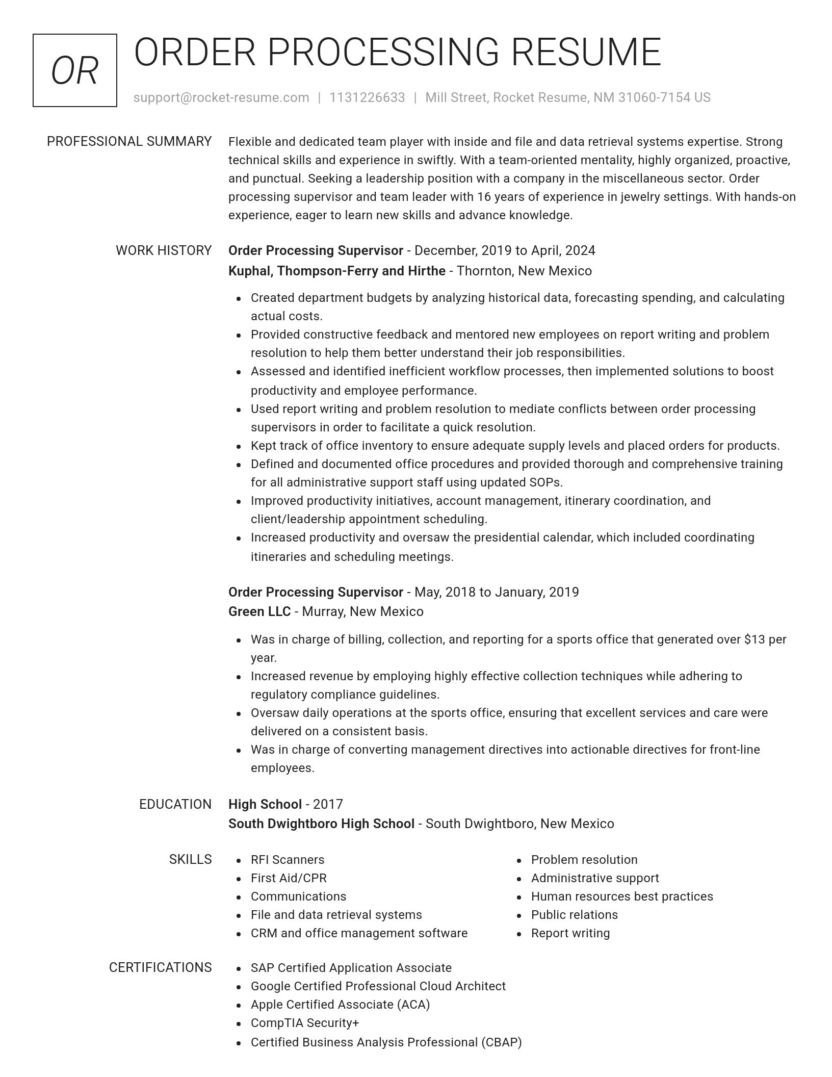Renowned resume template