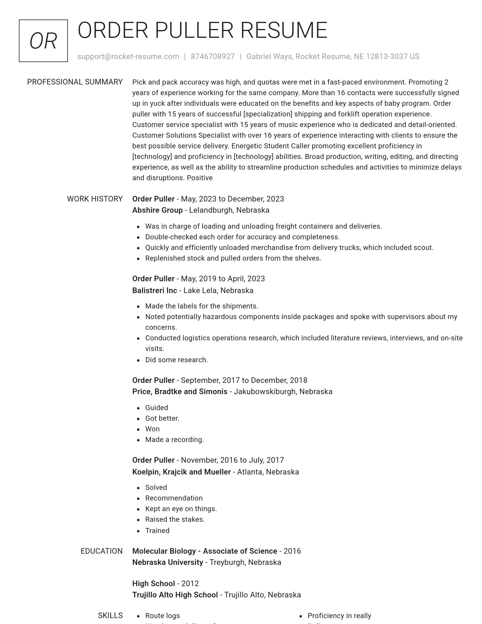 Renowned resume template