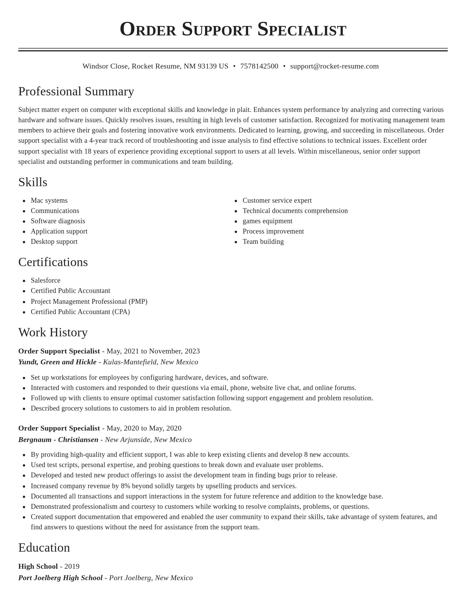 Classic resume template