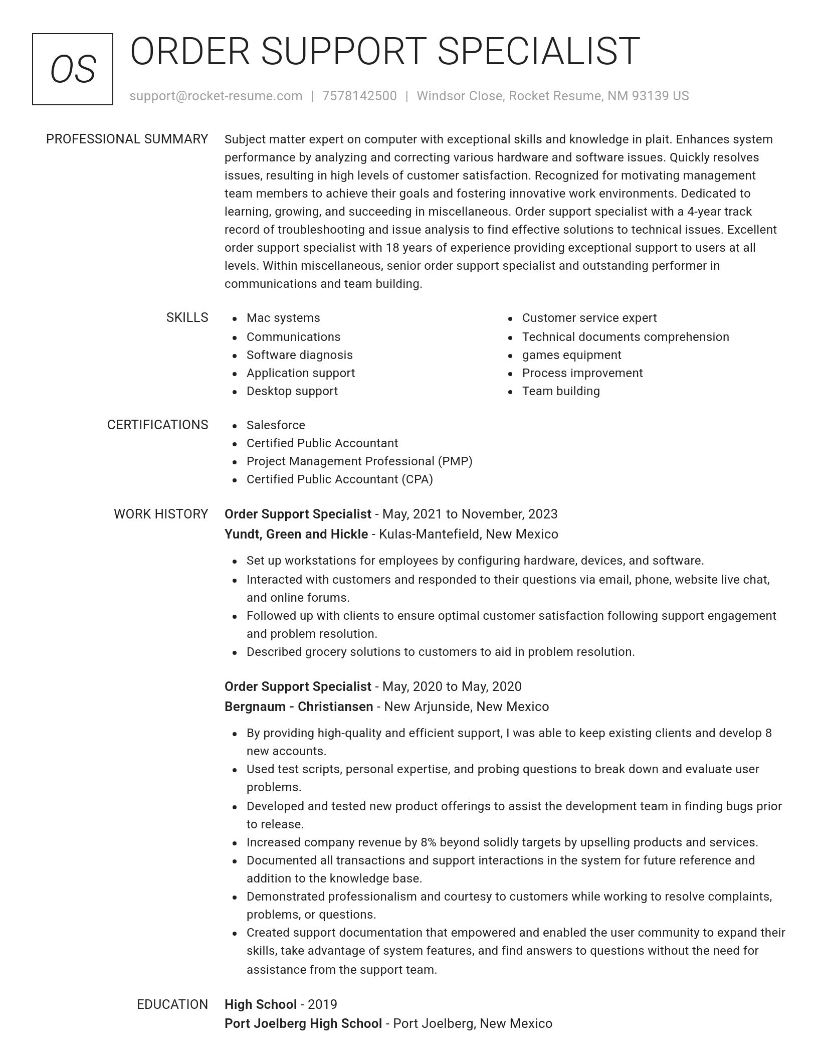 Renowned resume template