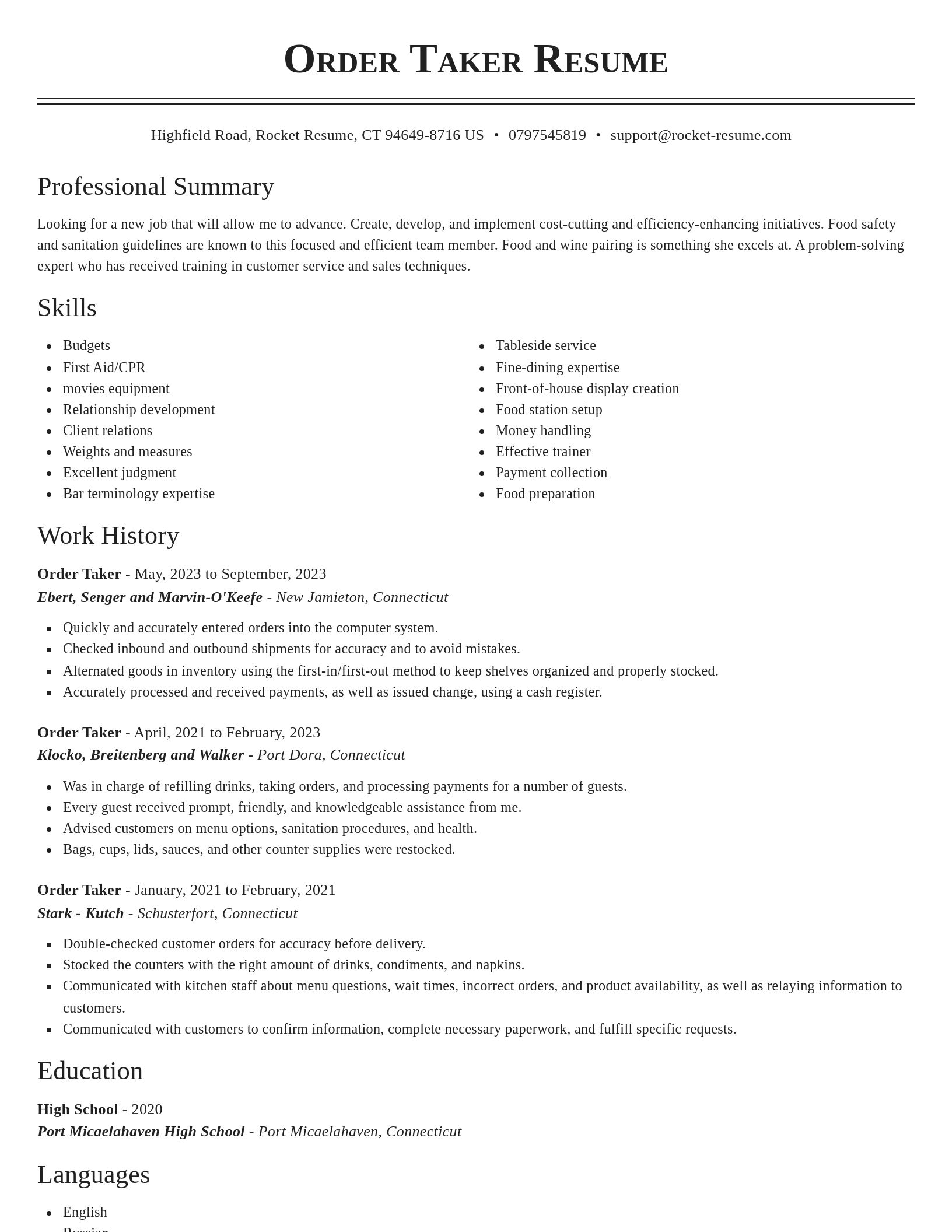 Classic resume template