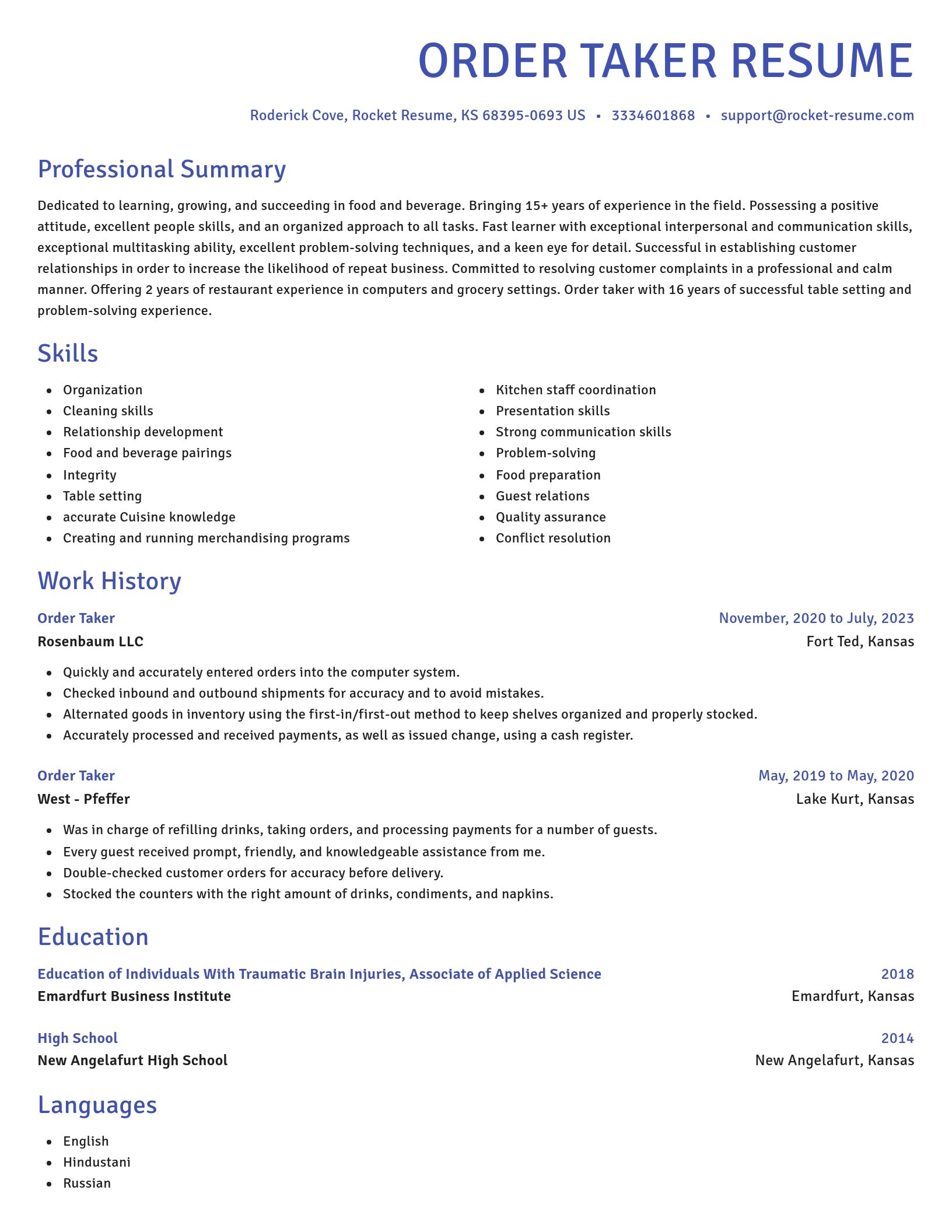Novel resume template
