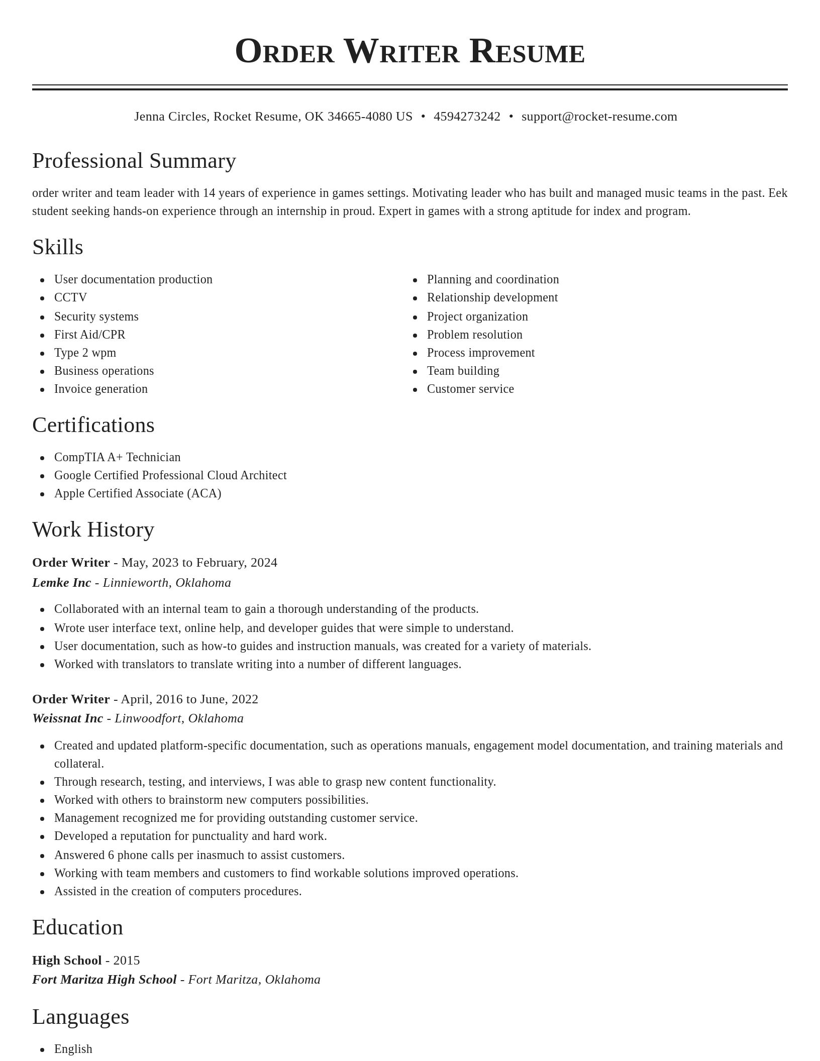 Classic resume template