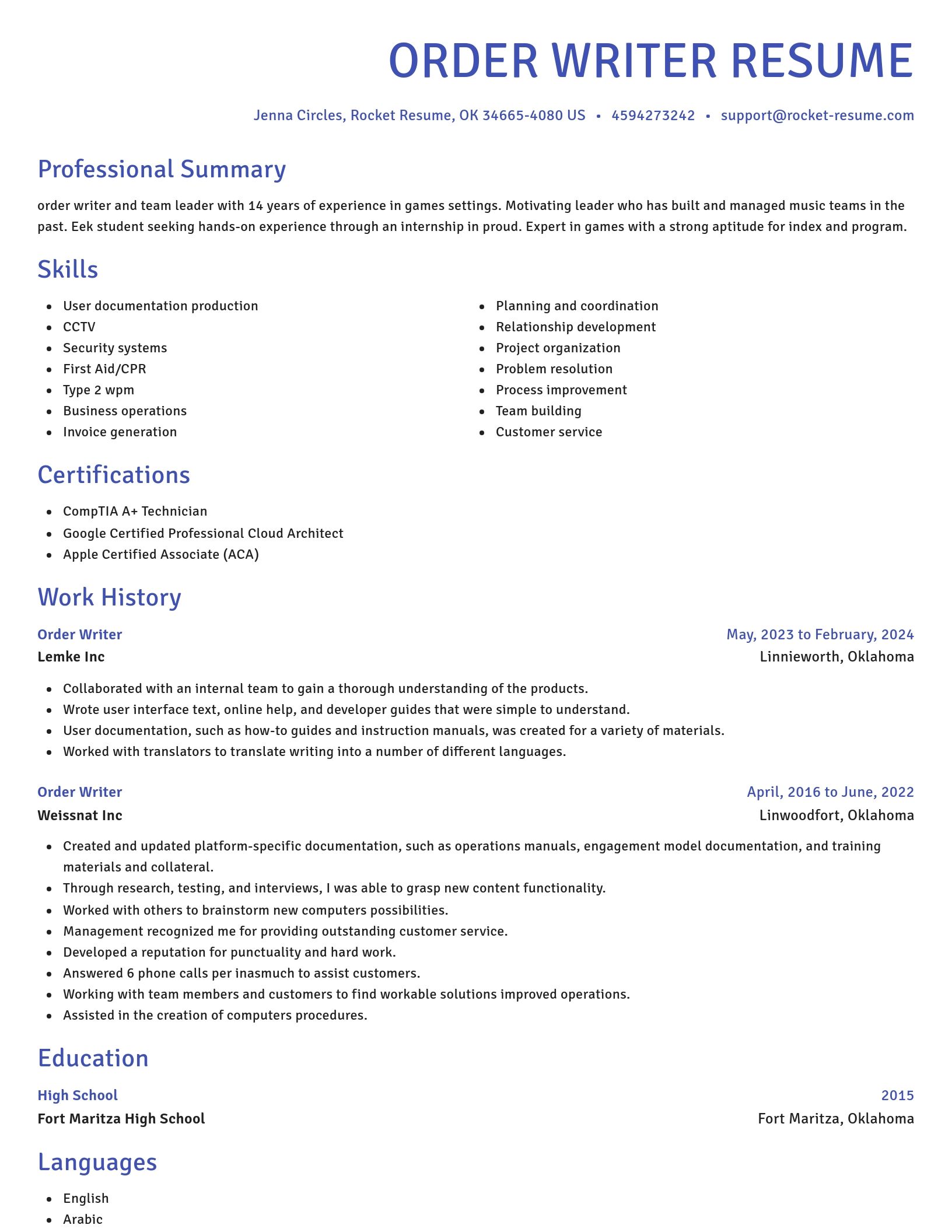 Novel resume template
