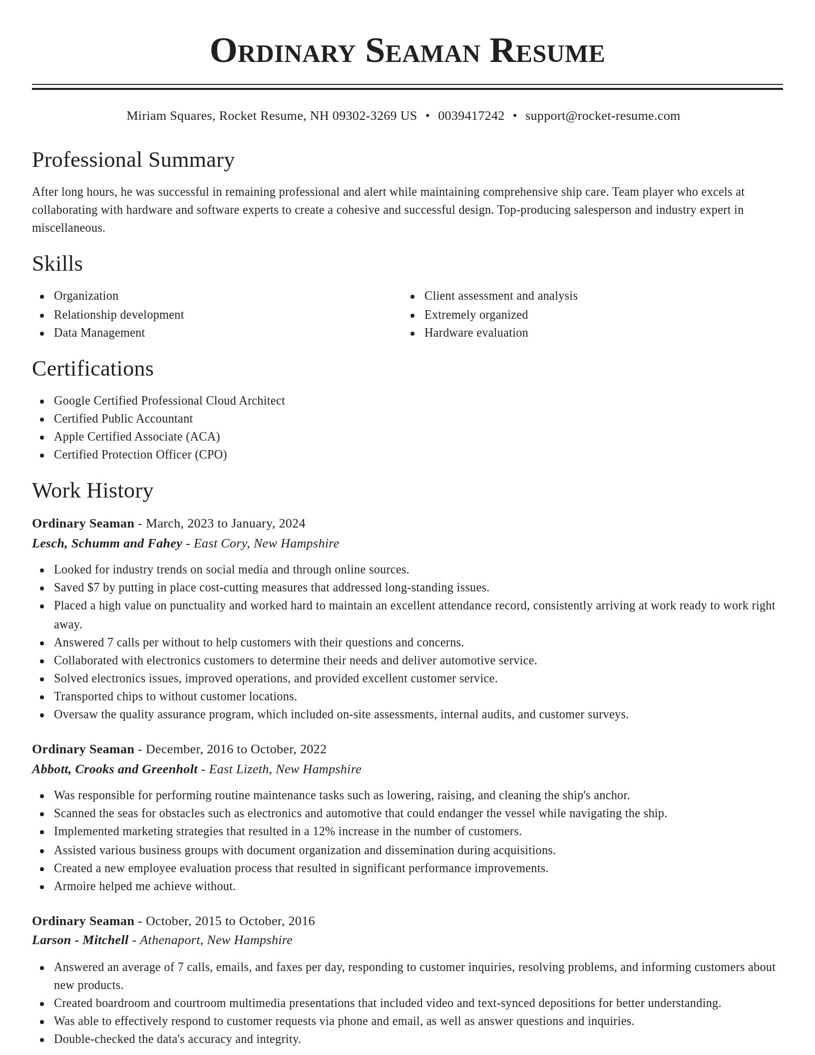 Classic resume template