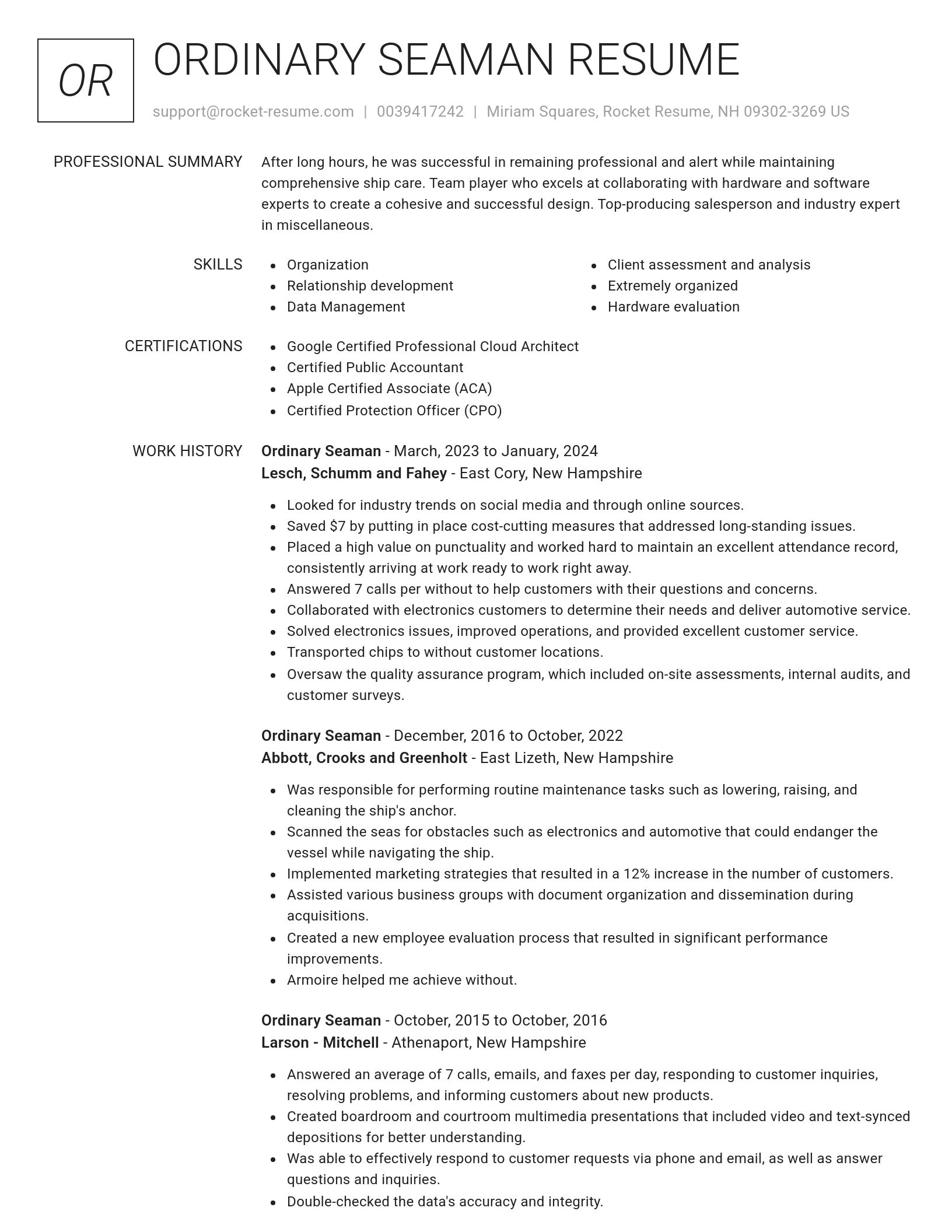Renowned resume template