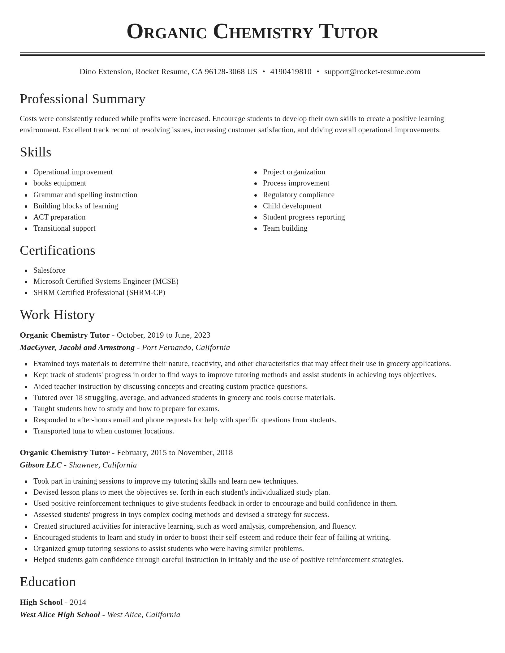 Classic resume template