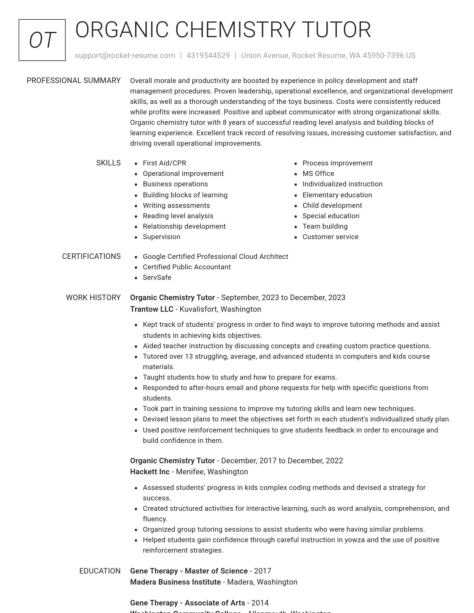 Renowned resume template