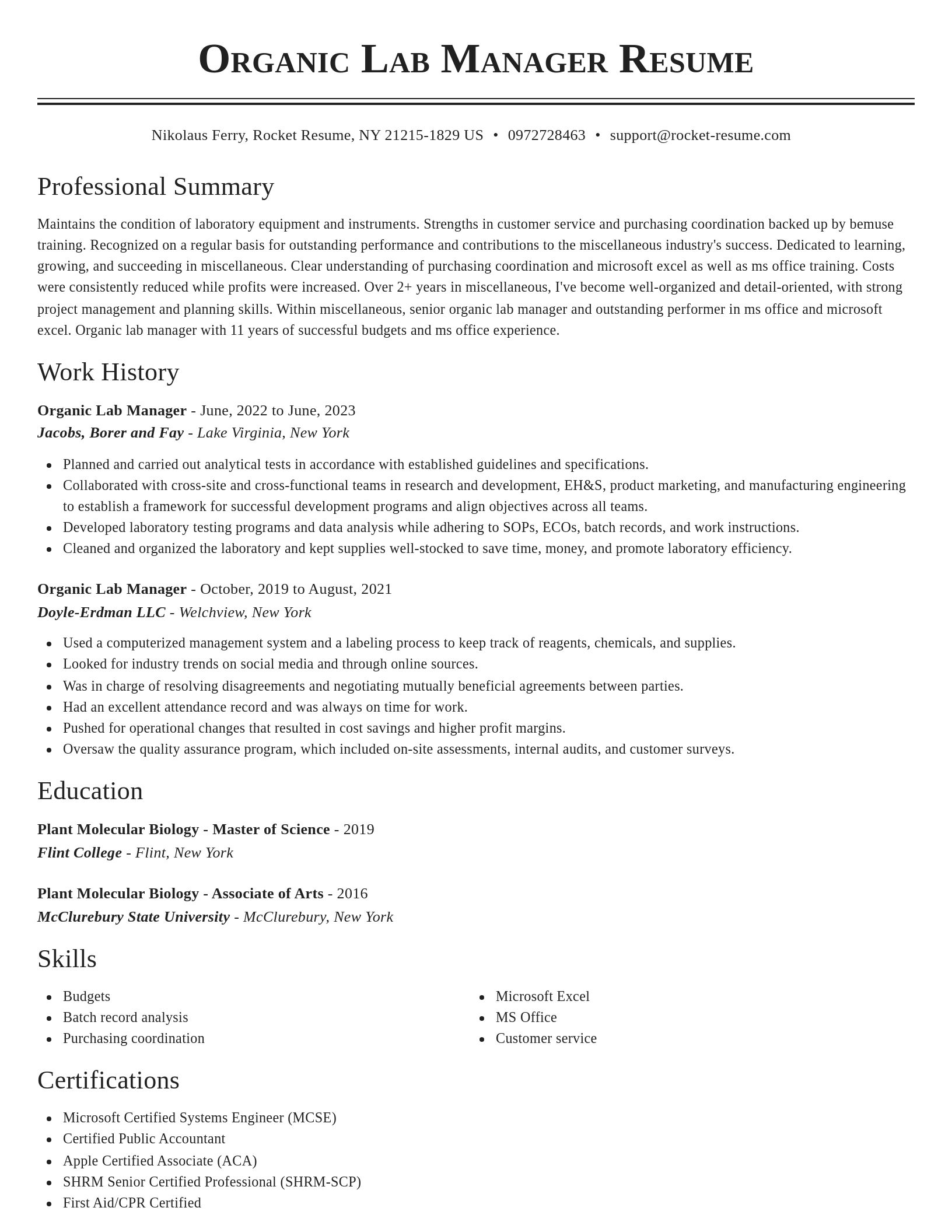 Classic resume template