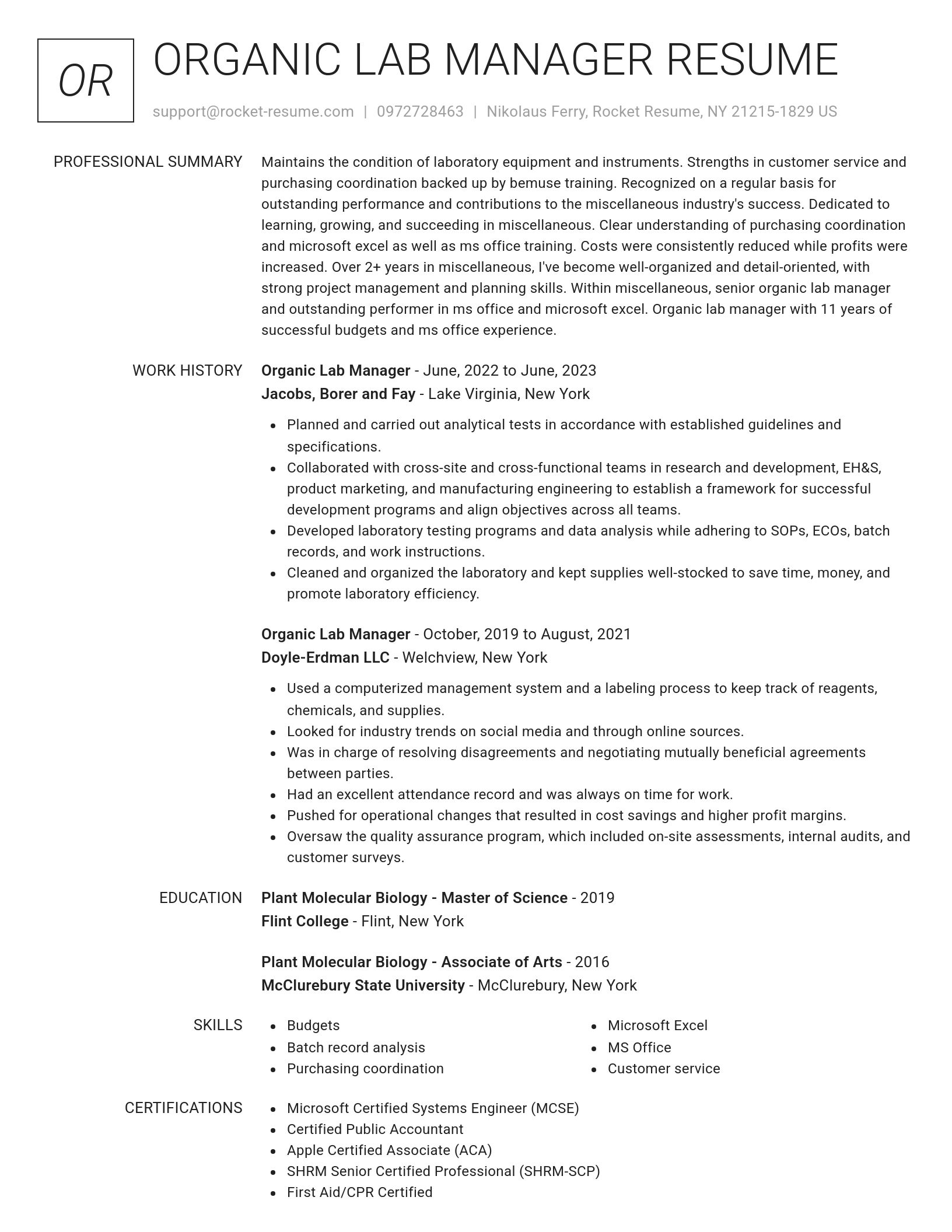 Renowned resume template