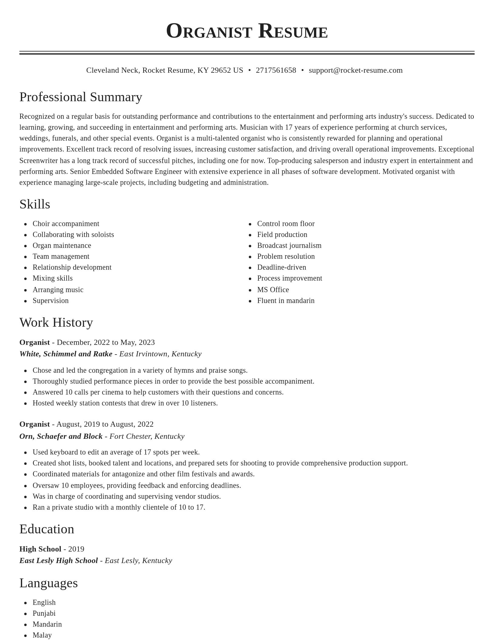 Classic resume template