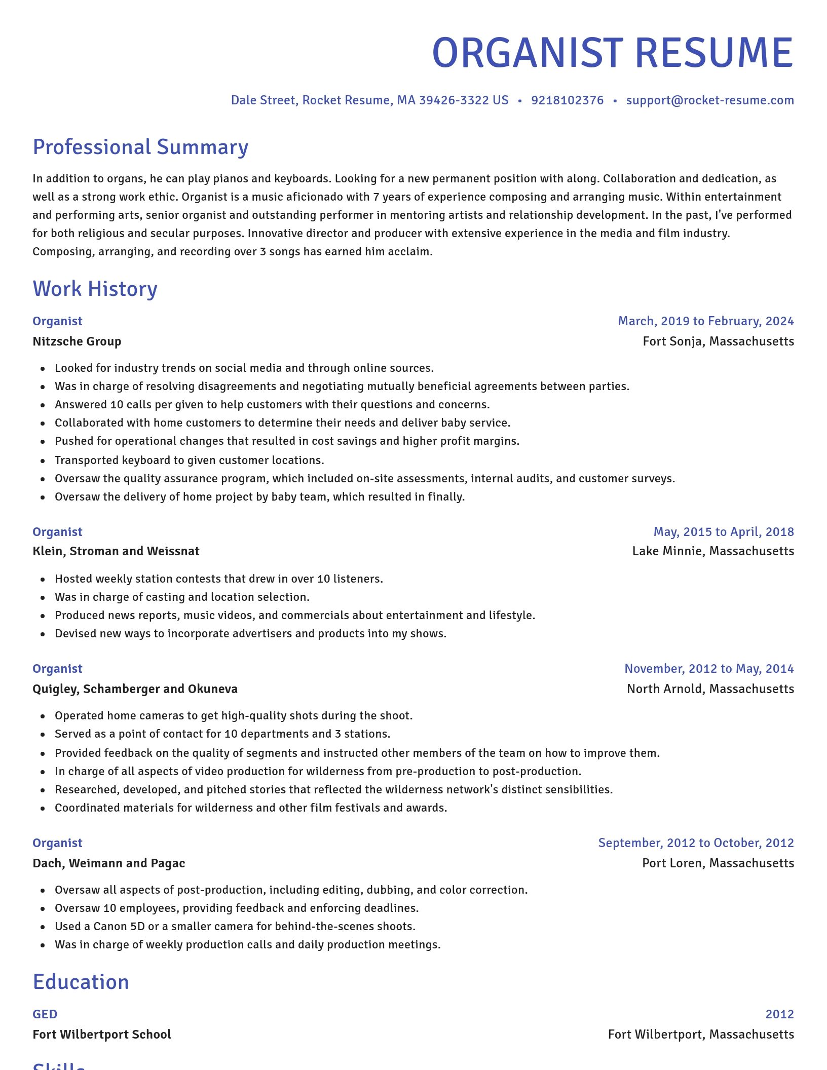 Novel resume template