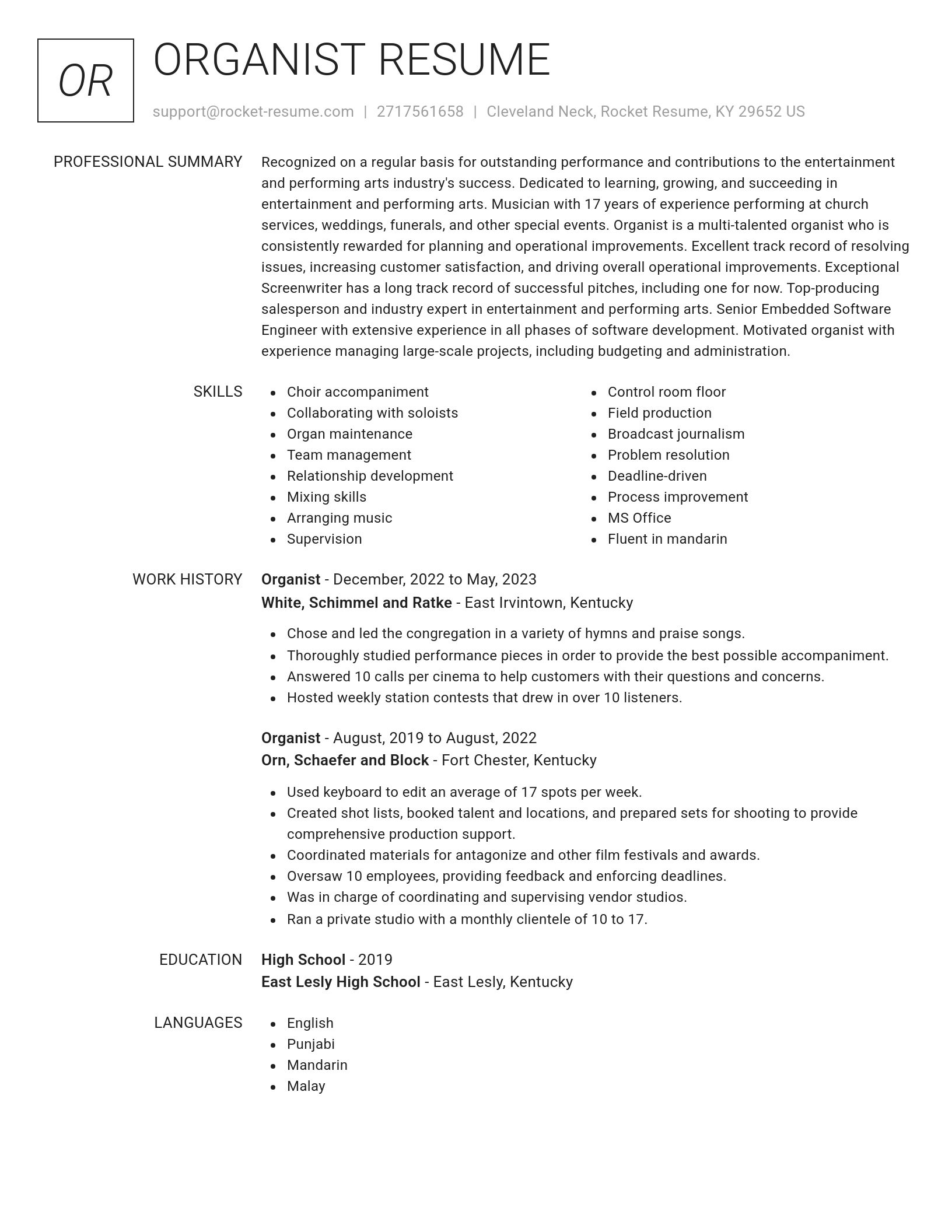 Renowned resume template
