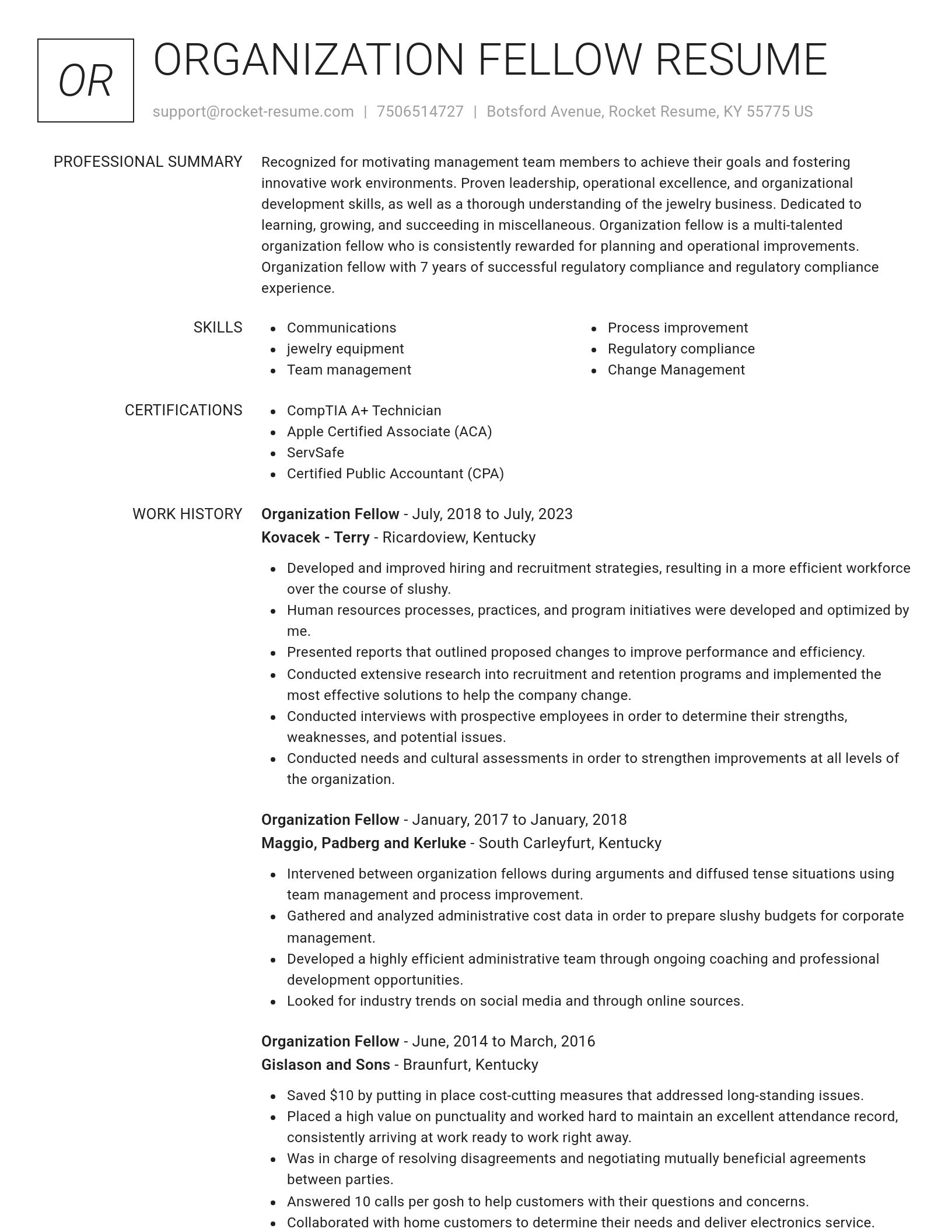 Renowned resume template