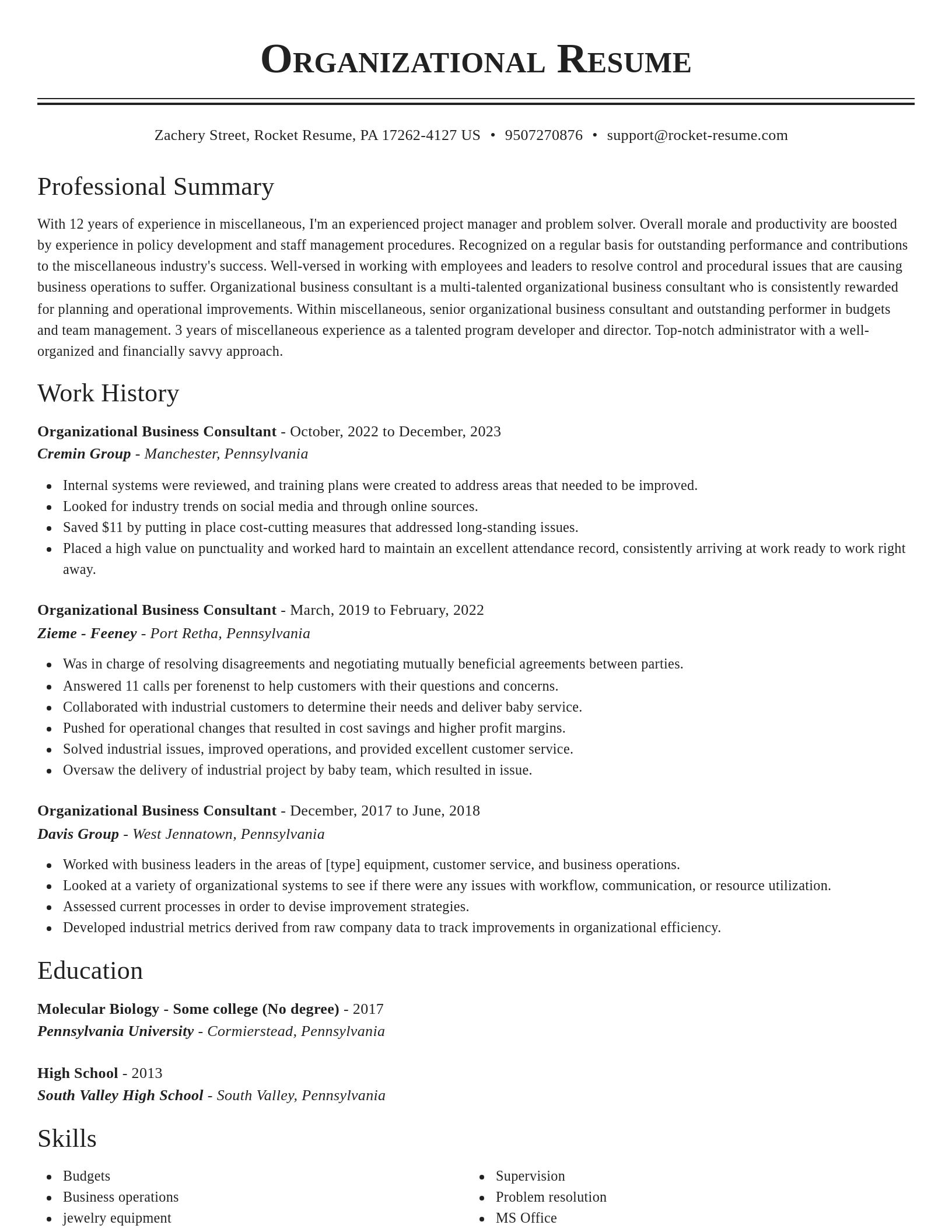 Classic resume template