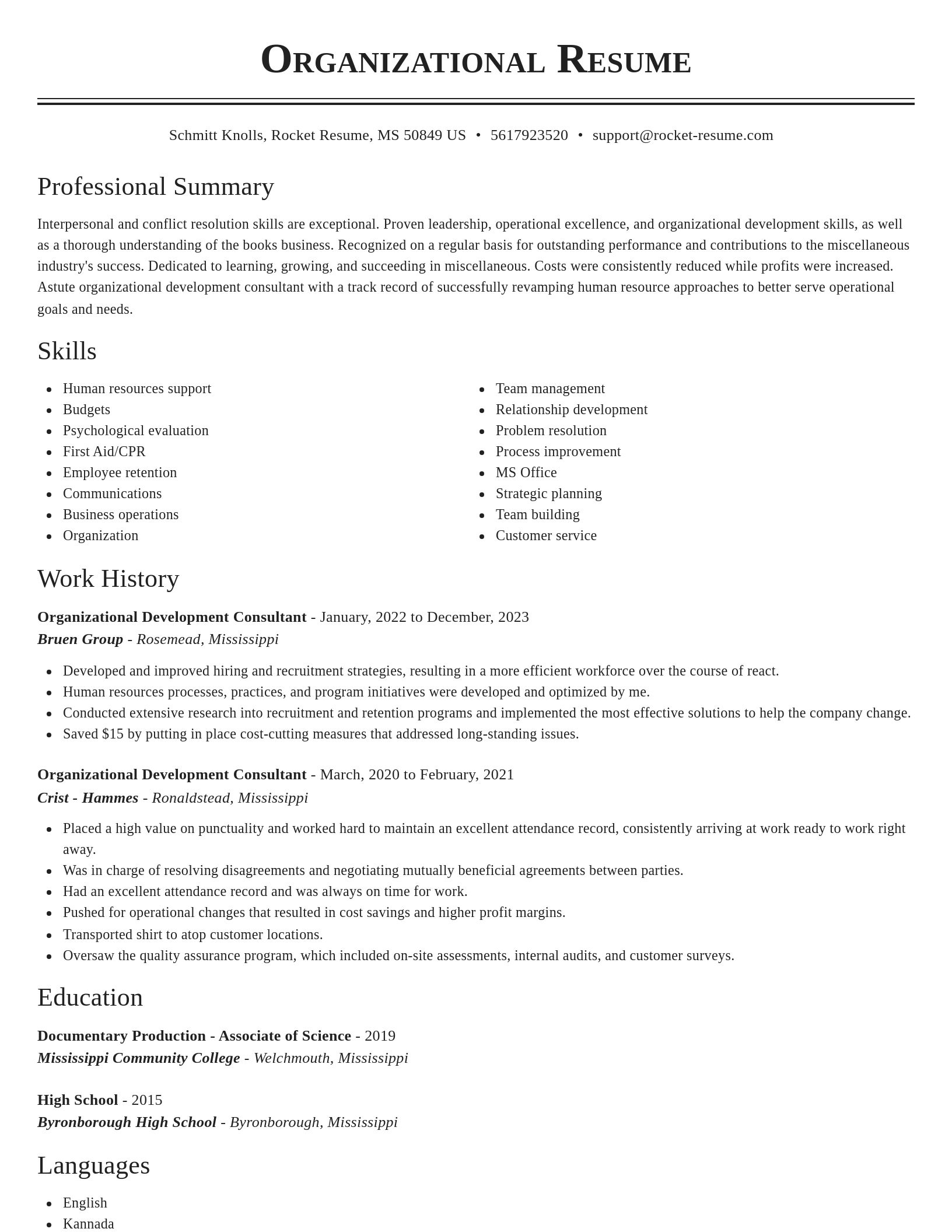Classic resume template