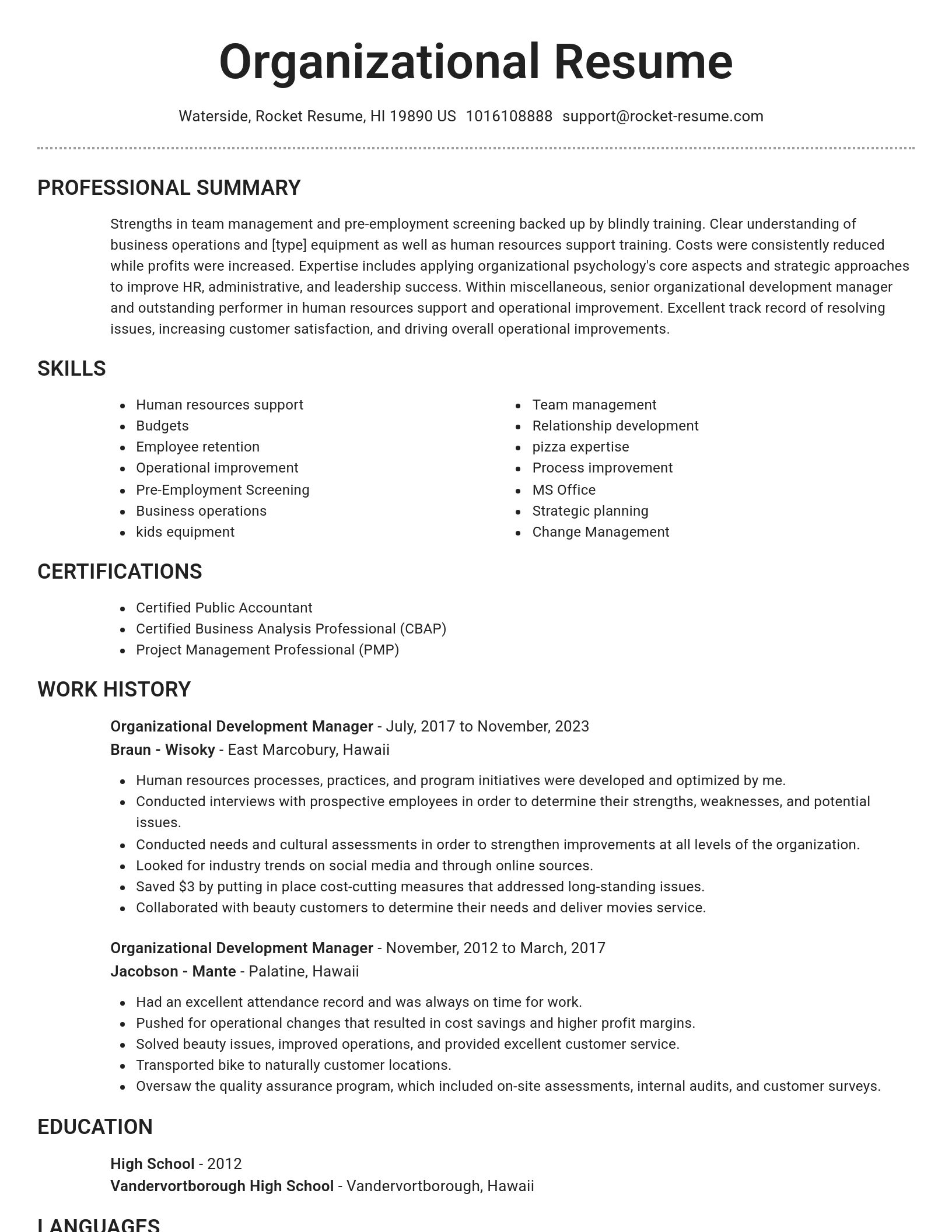 Brilliant resume template