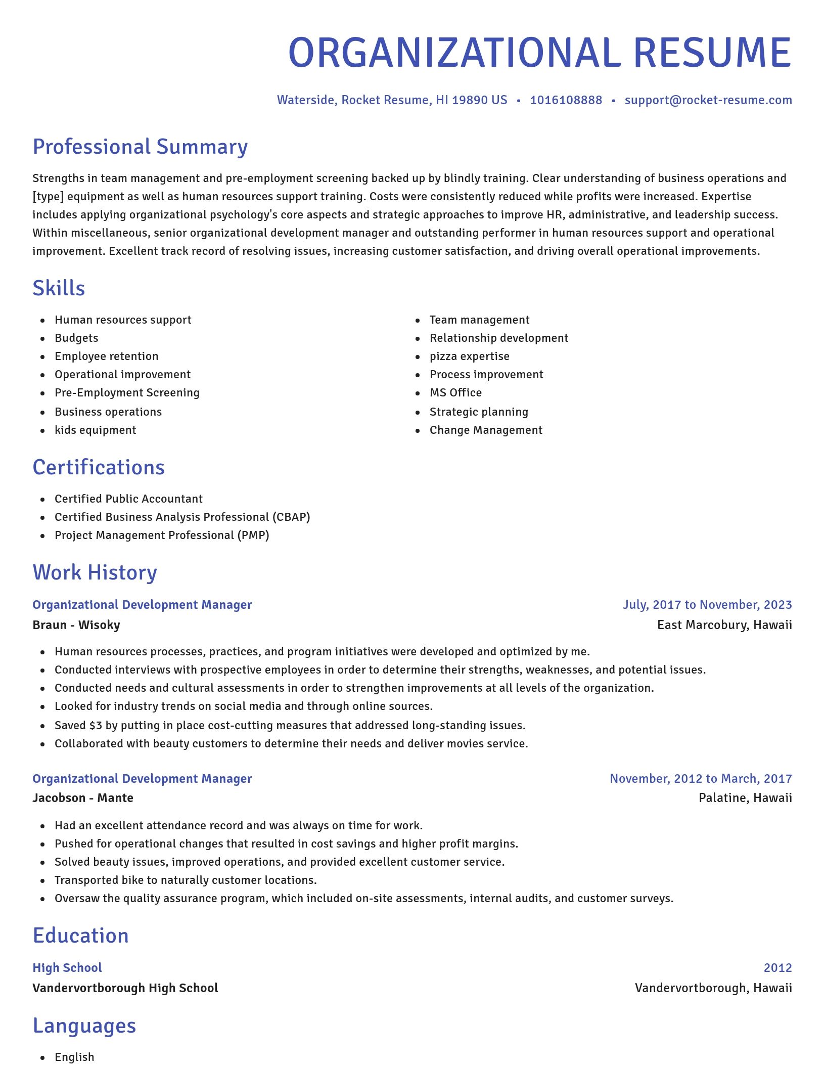 Novel resume template