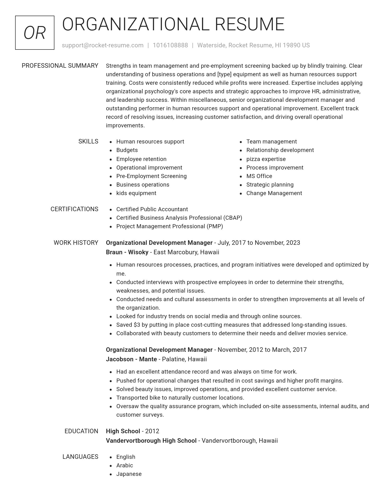 Renowned resume template