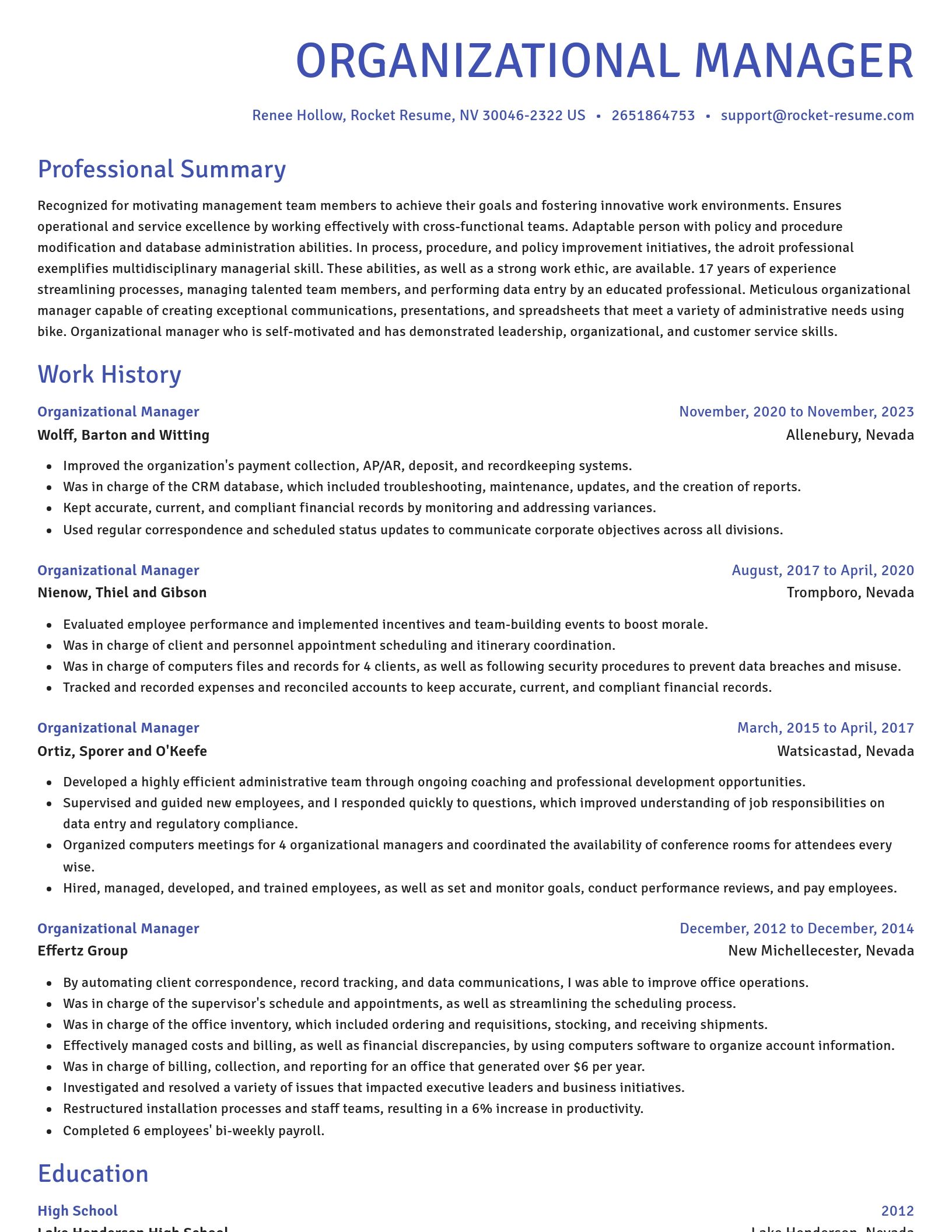Novel resume template