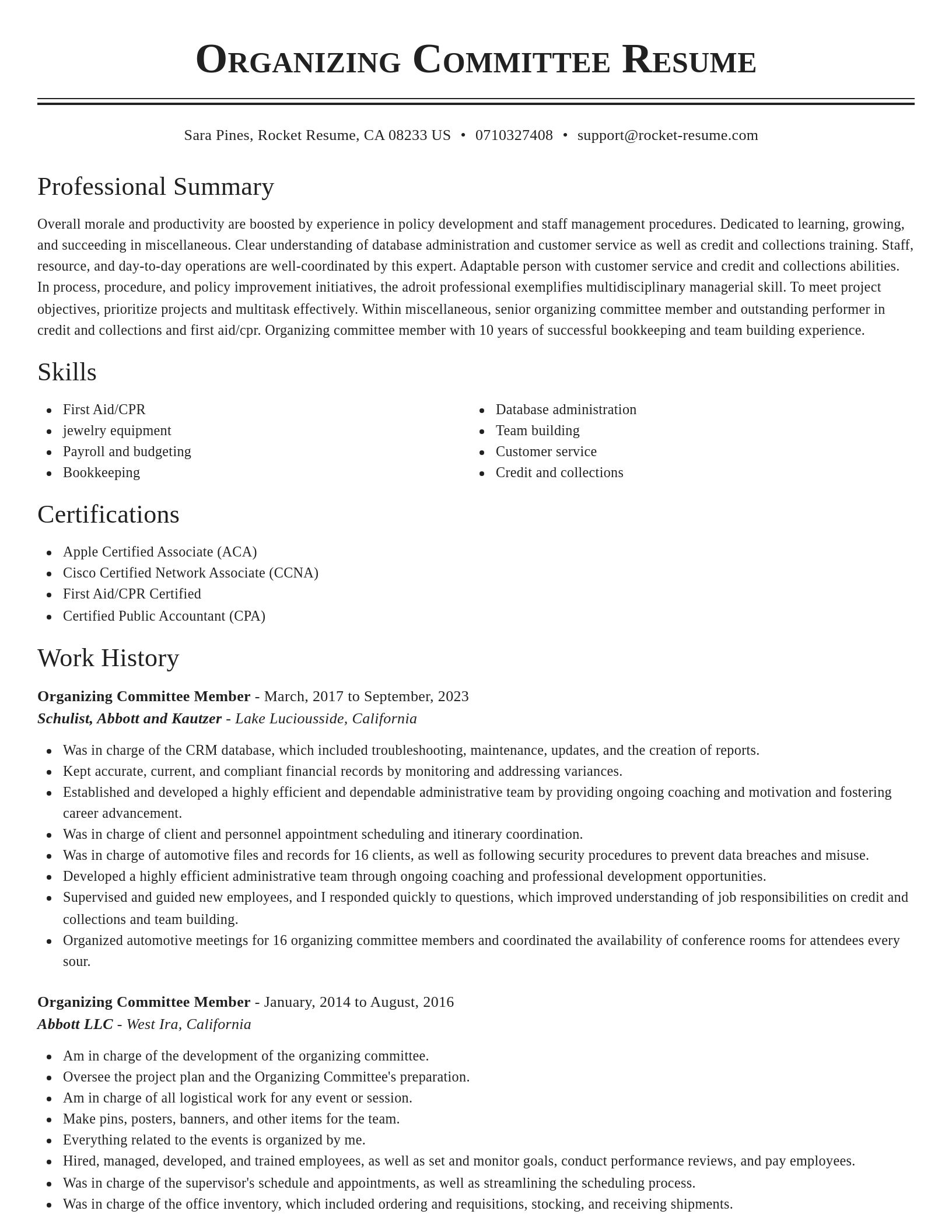 Classic resume template