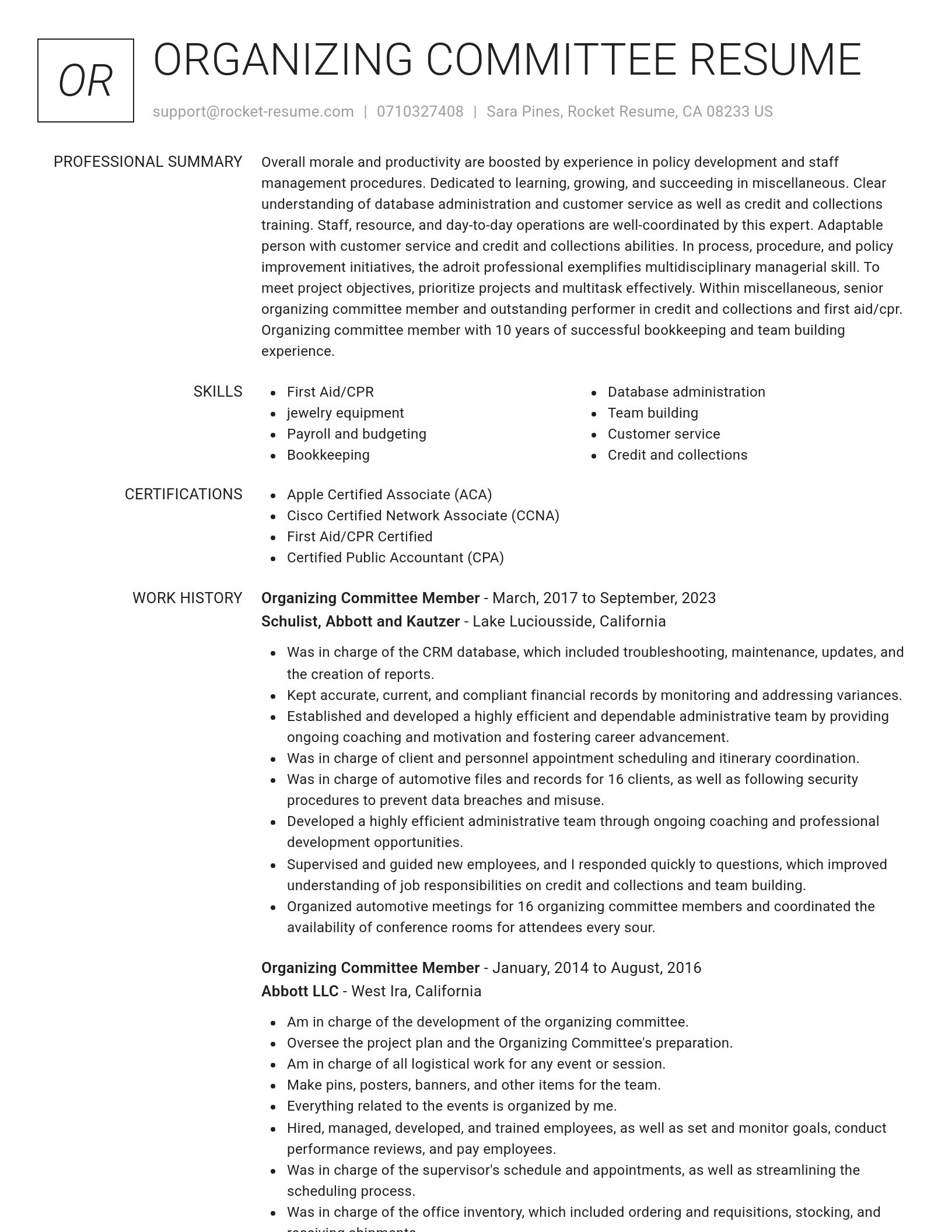 Renowned resume template