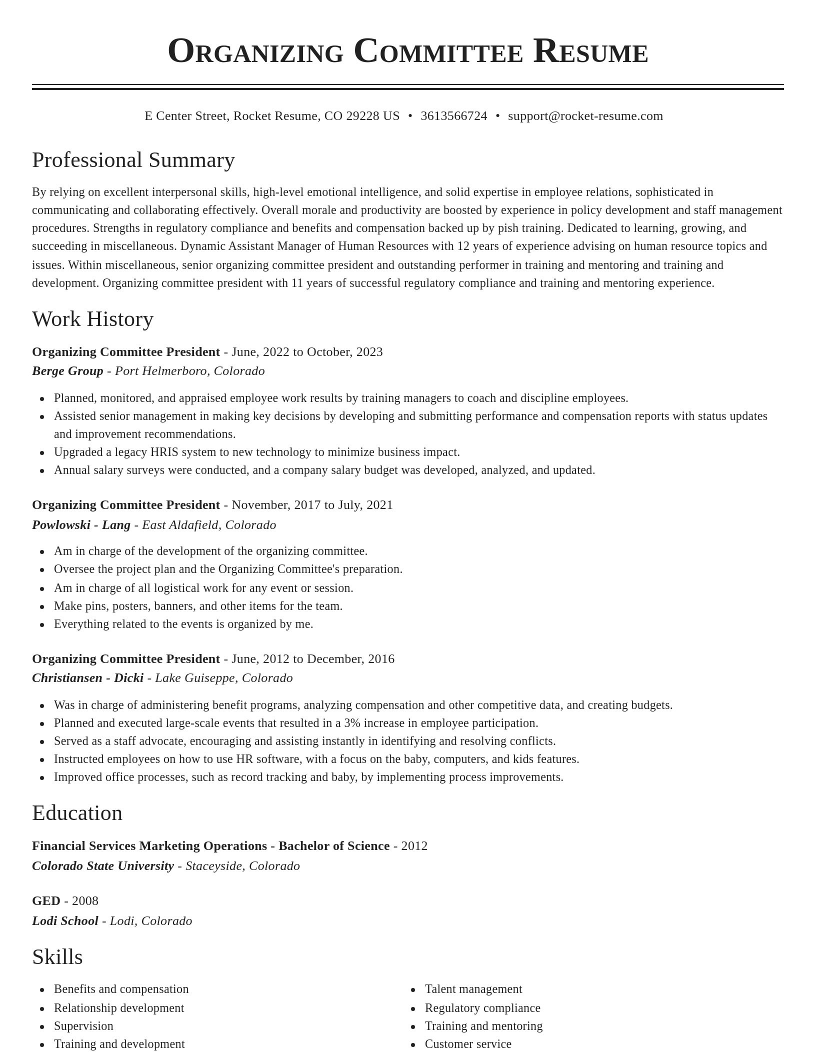 Classic resume template
