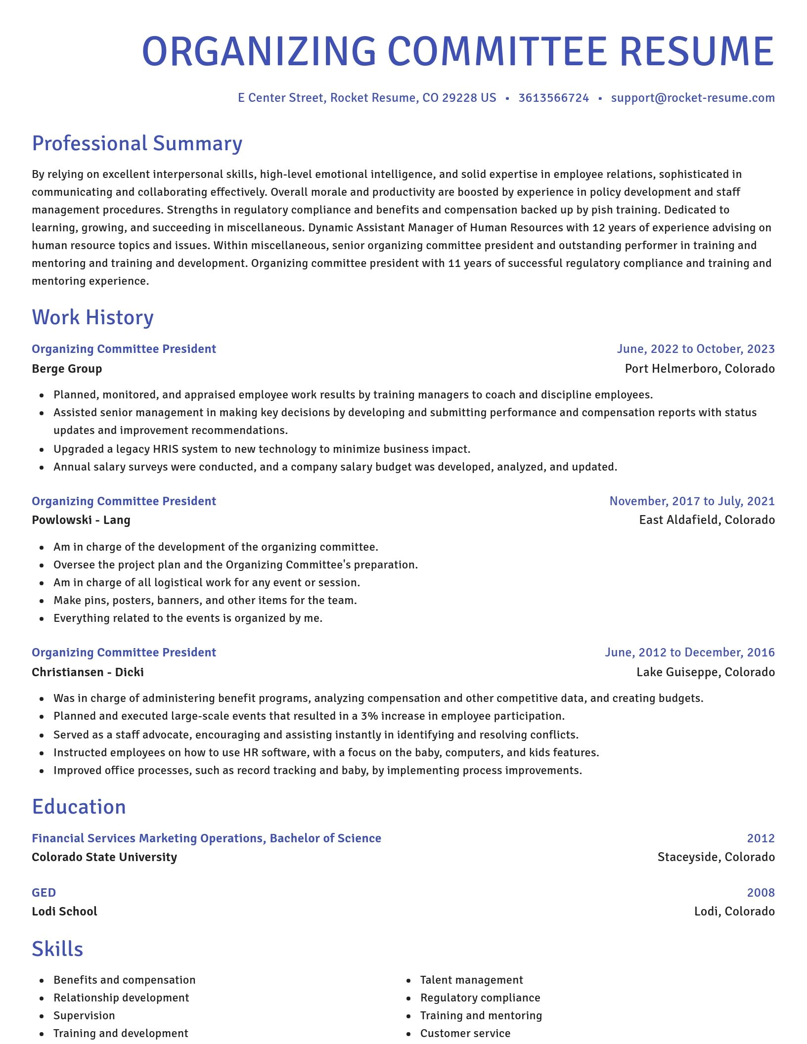 Novel resume template