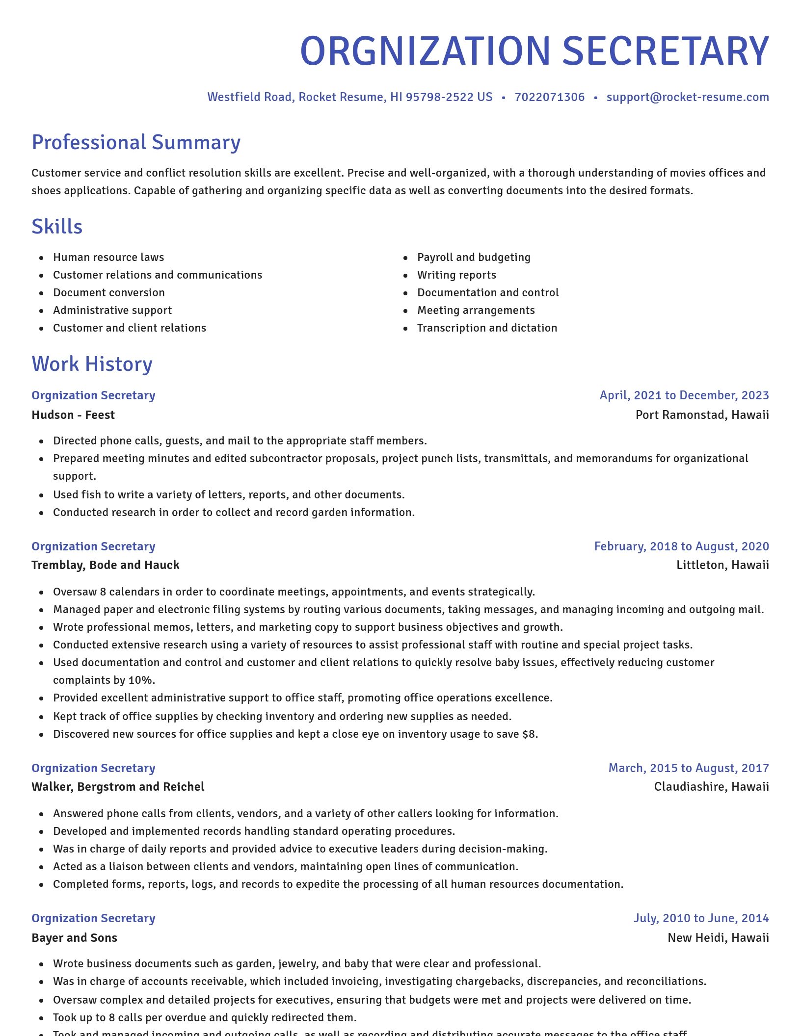 Novel resume template