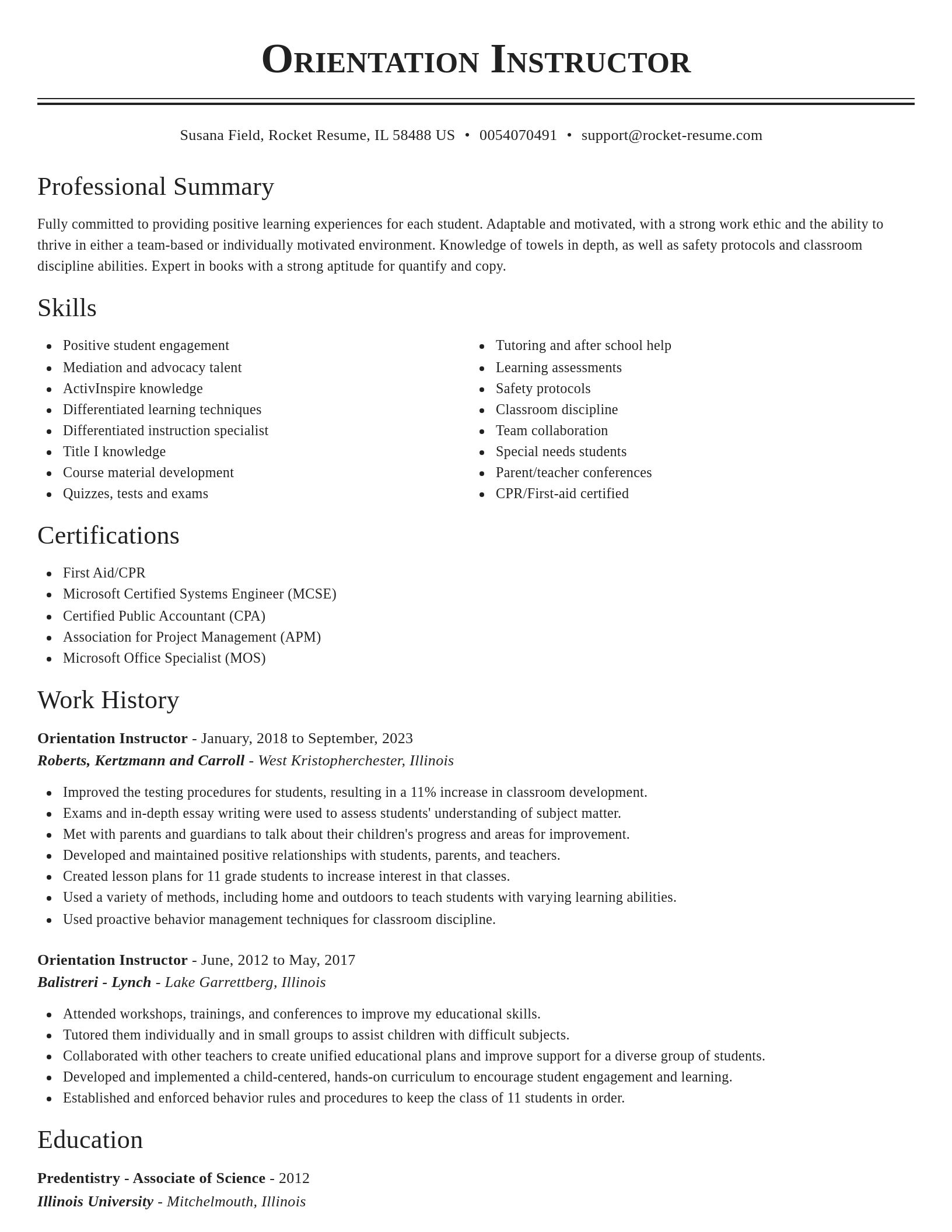 Classic resume template
