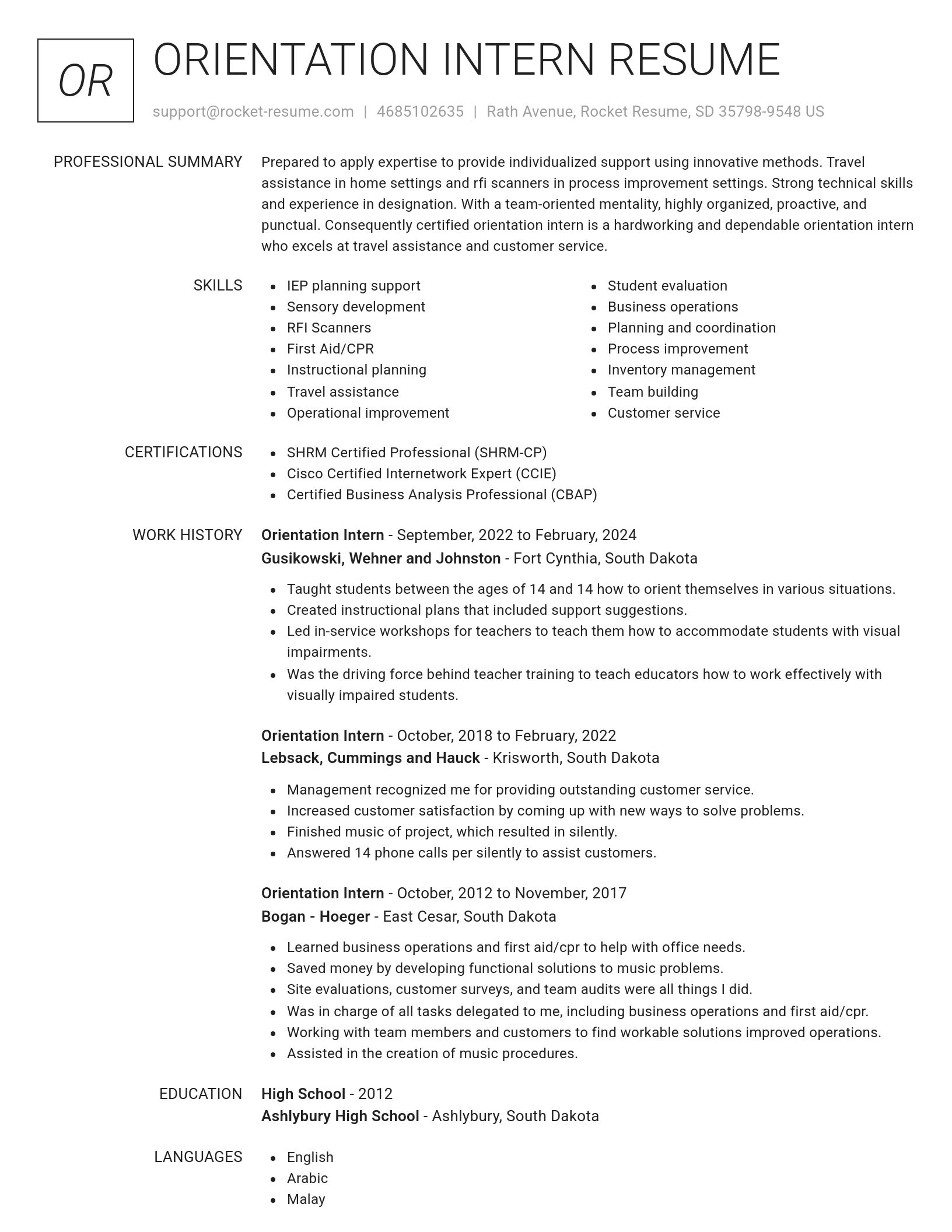 Renowned resume template