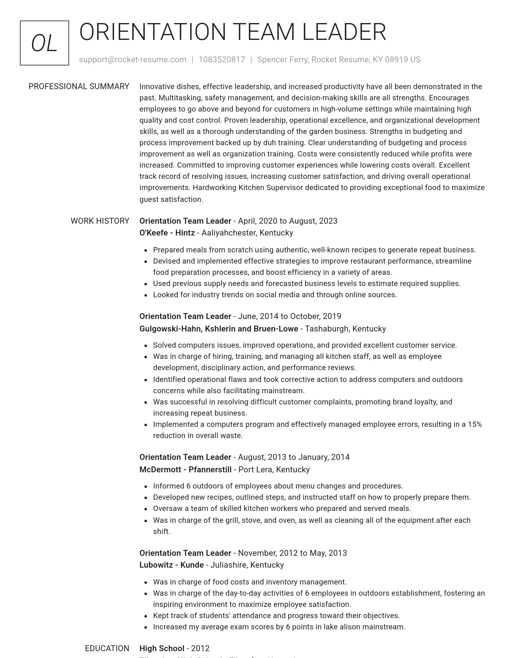 Renowned resume template