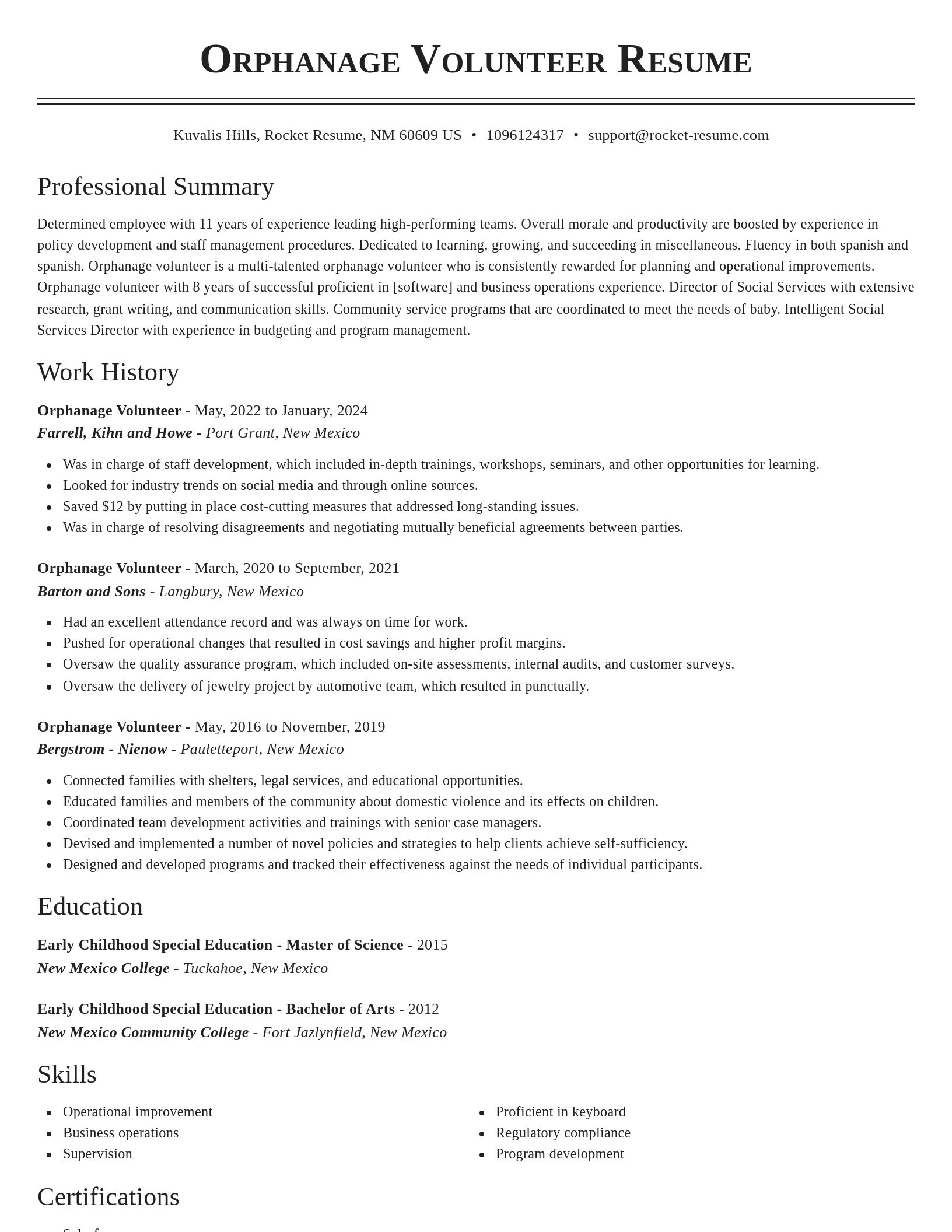 Classic resume template